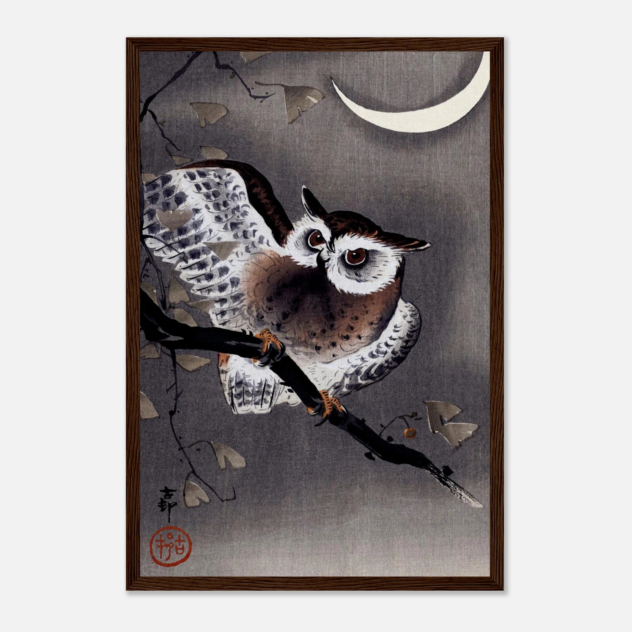 Long-Eared Owl in Ginkgo - Art Print Detail 9