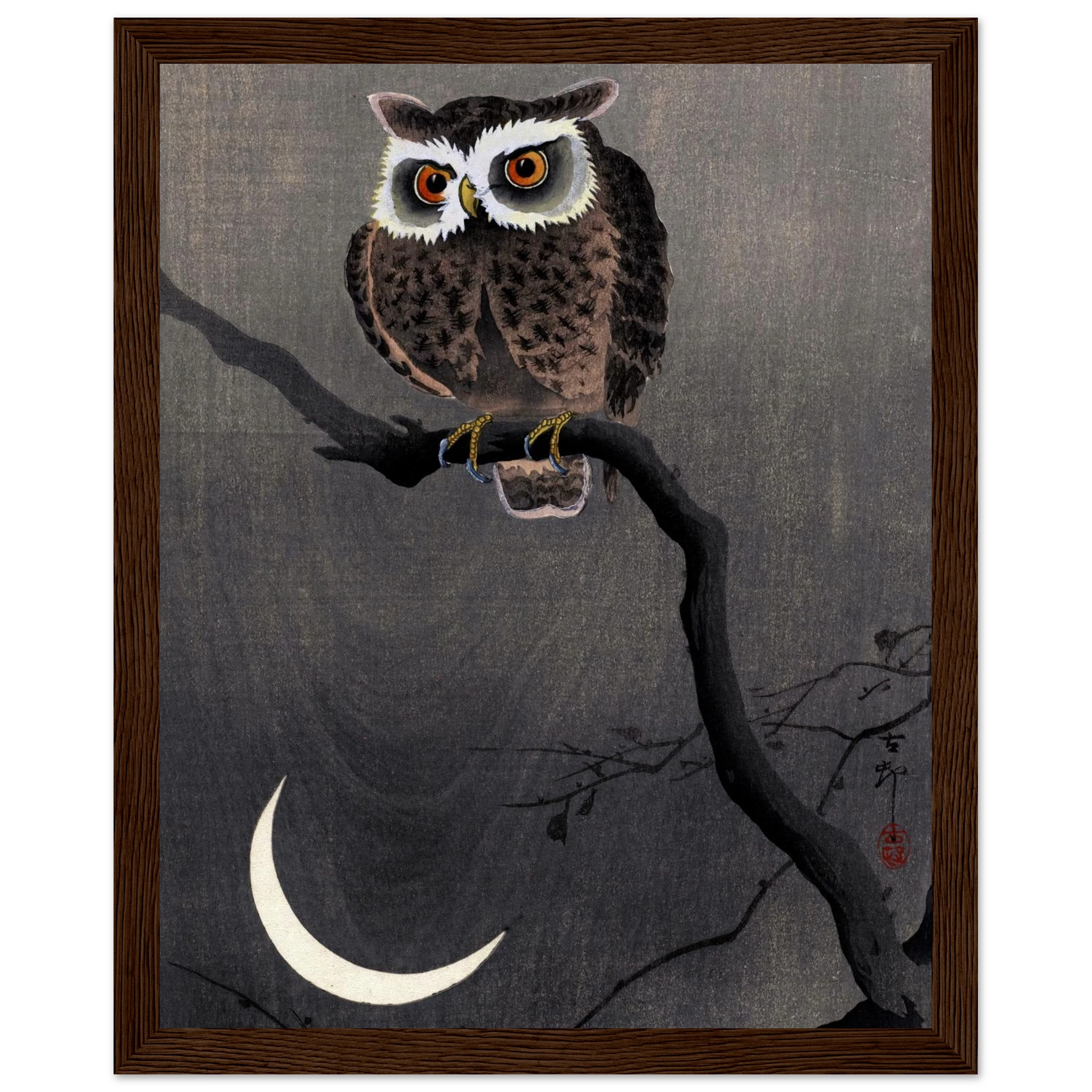 Long-eared Owl on Bare Tree Branch - Art Print Detail 20