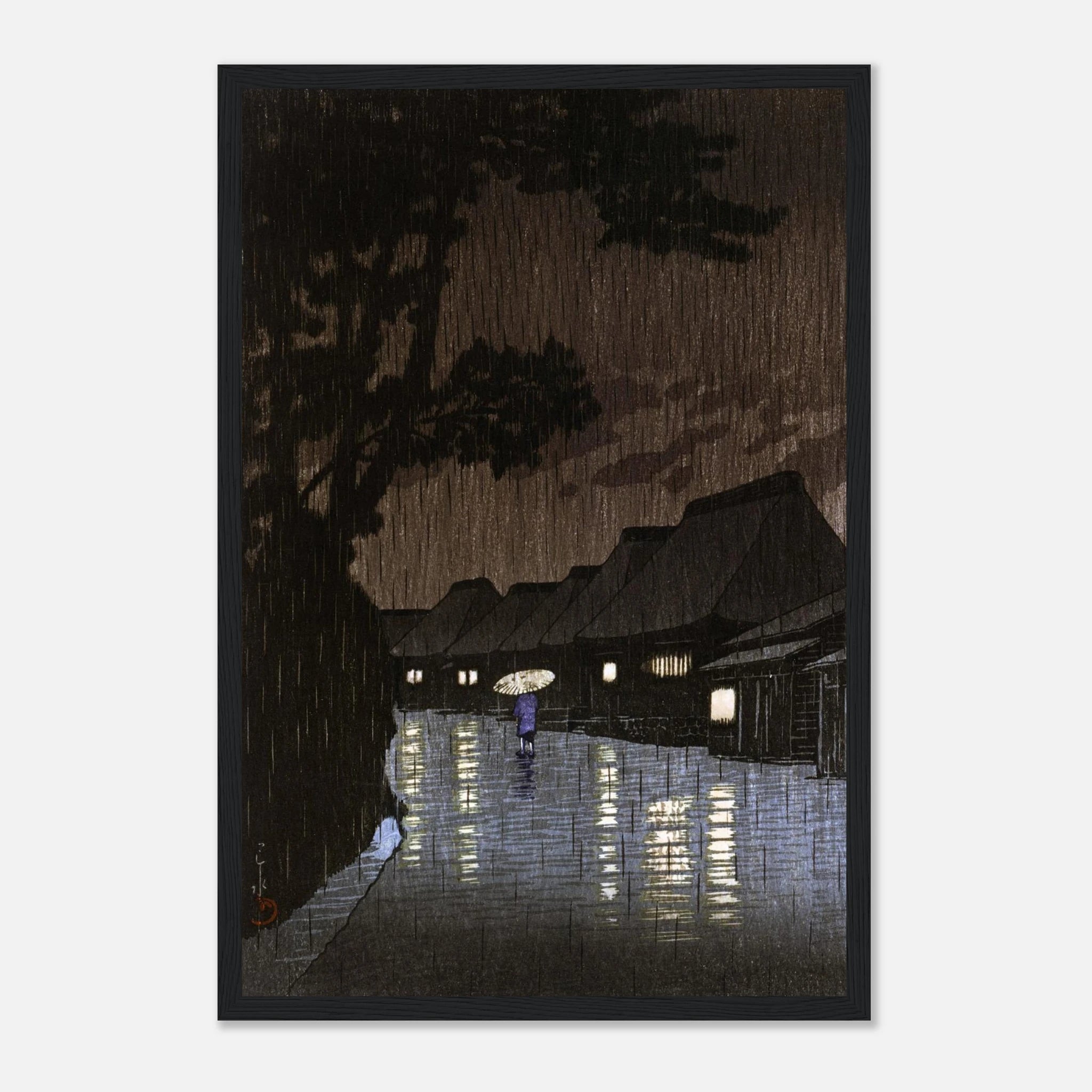 Rain at Maekawa in Sagami Province - Art Print Detail 11