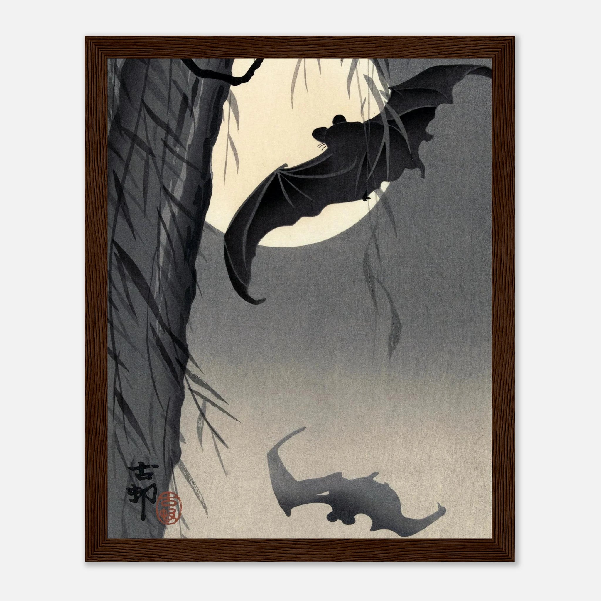 Two Bats at Full Moon - Art Print Detail 3