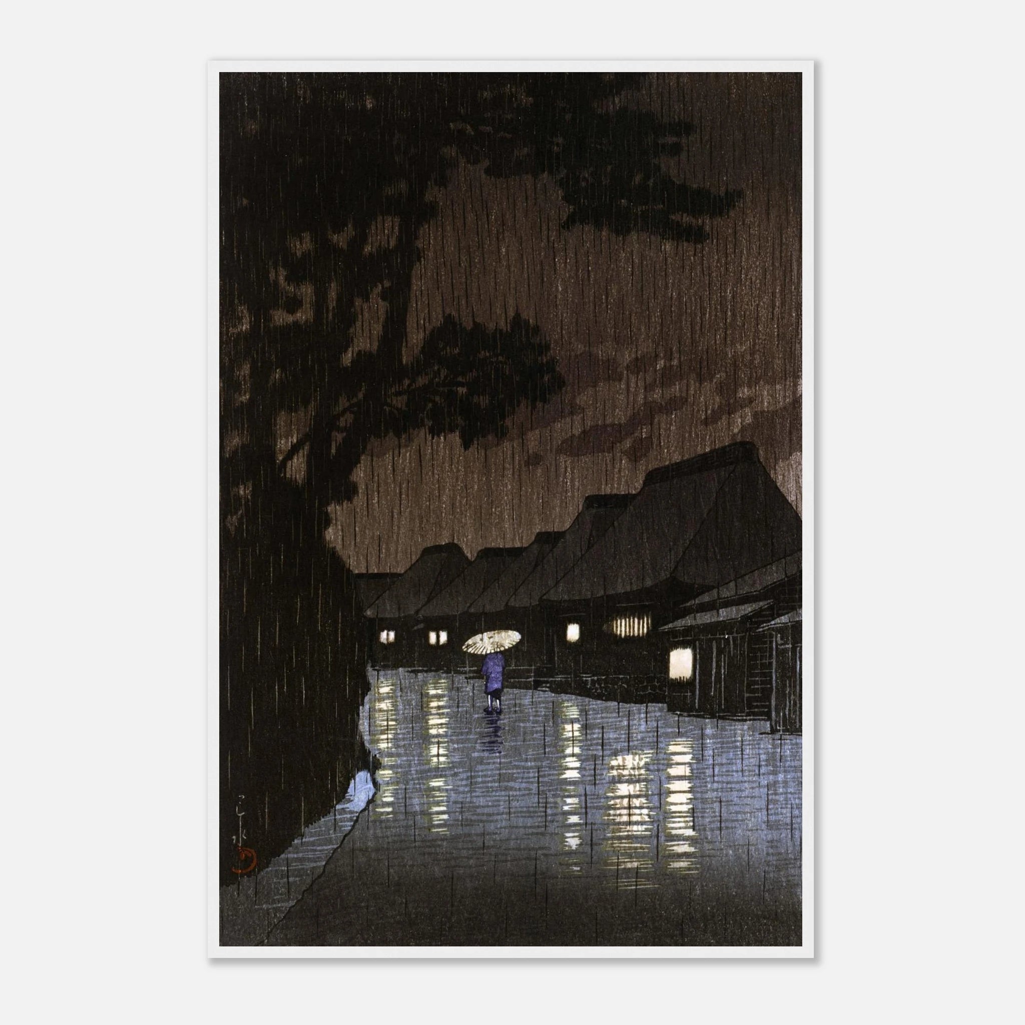 Rain at Maekawa in Sagami Province - Art Print Detail 4