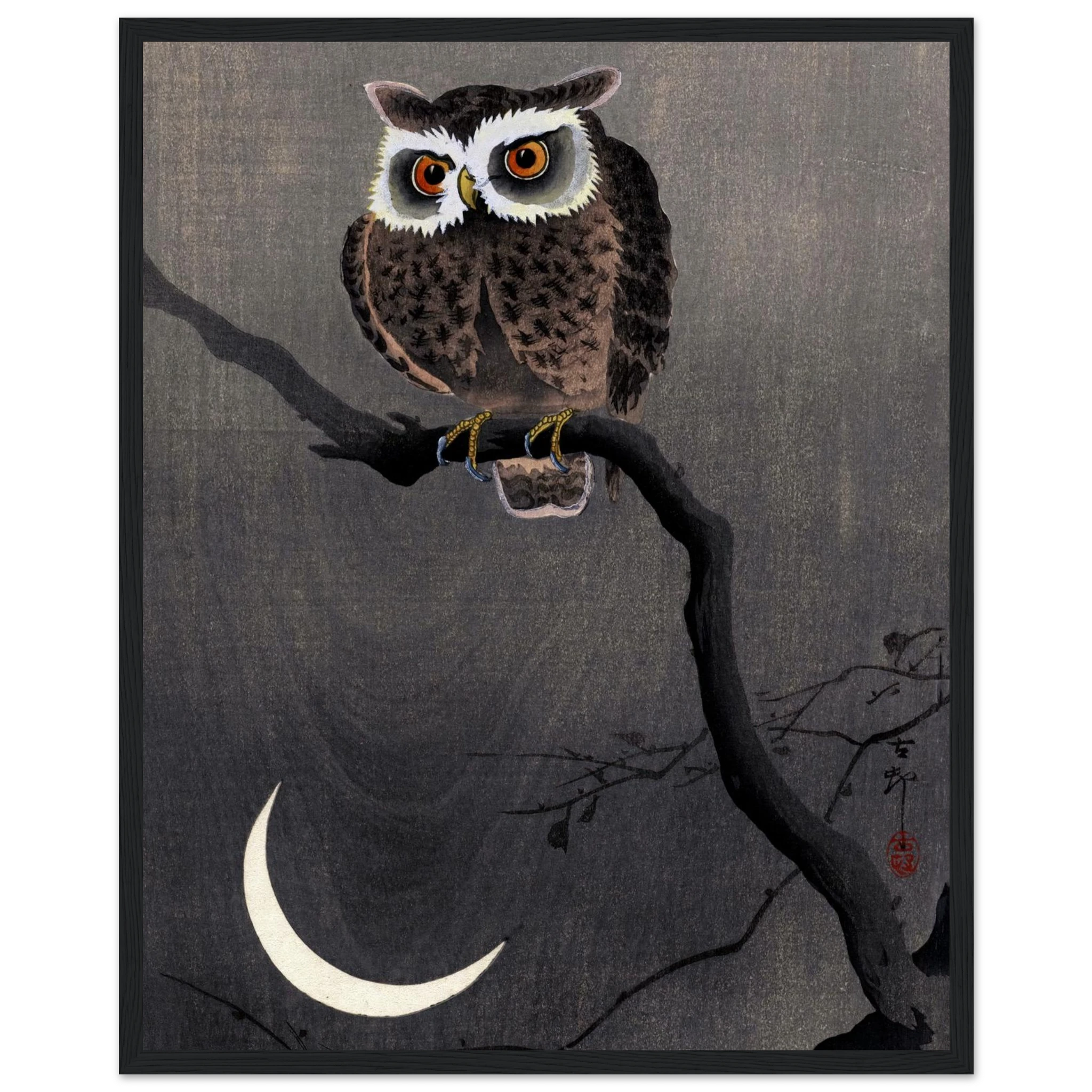 Long-eared Owl on Bare Tree Branch - Art Print Detail 12