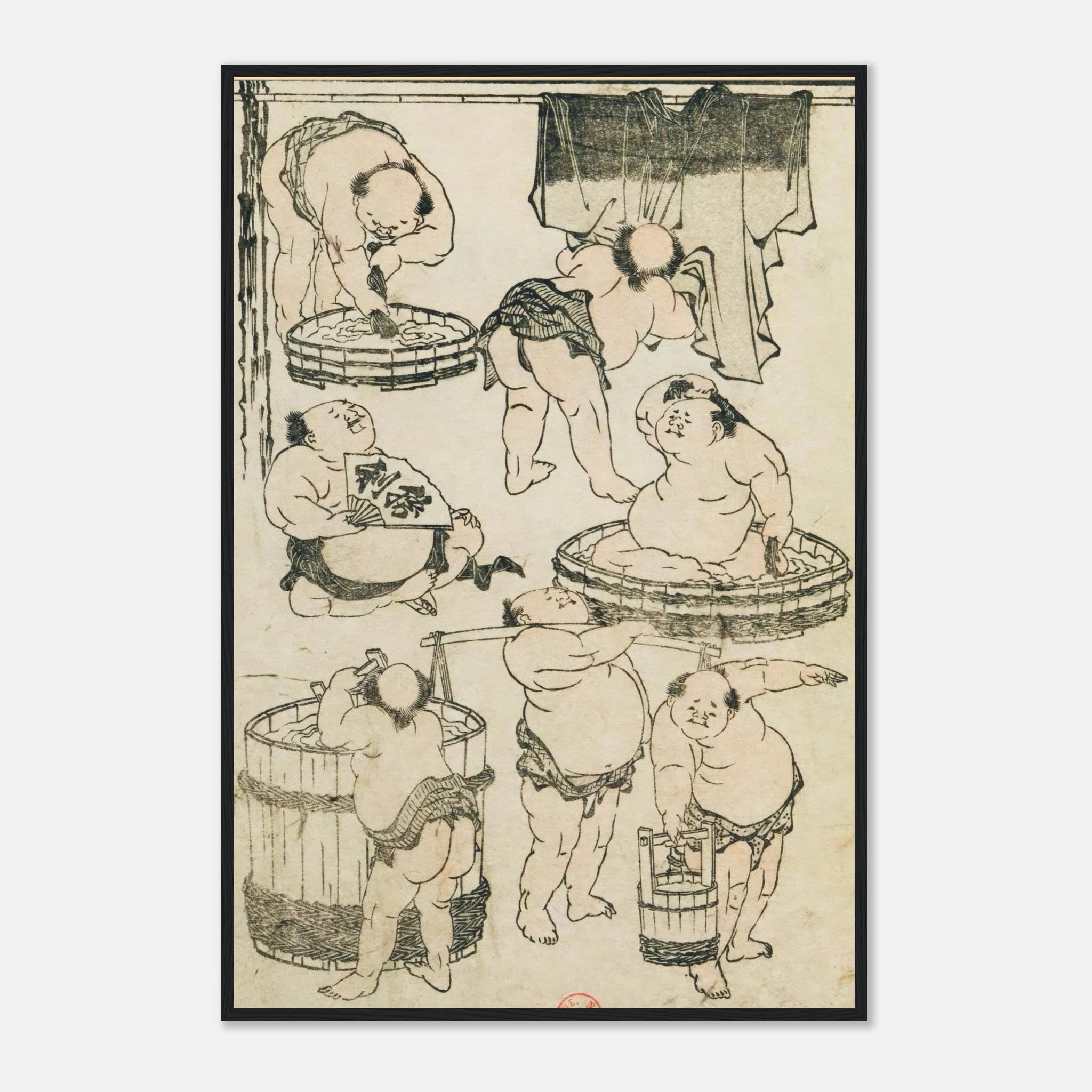 Workers (Hokusai Manga) - Art Print Detail 13