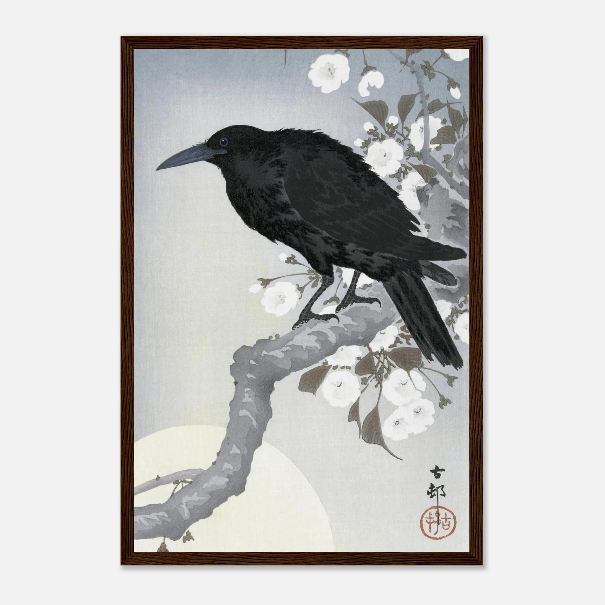 Crow at Full Moon - Art Print Detail 4