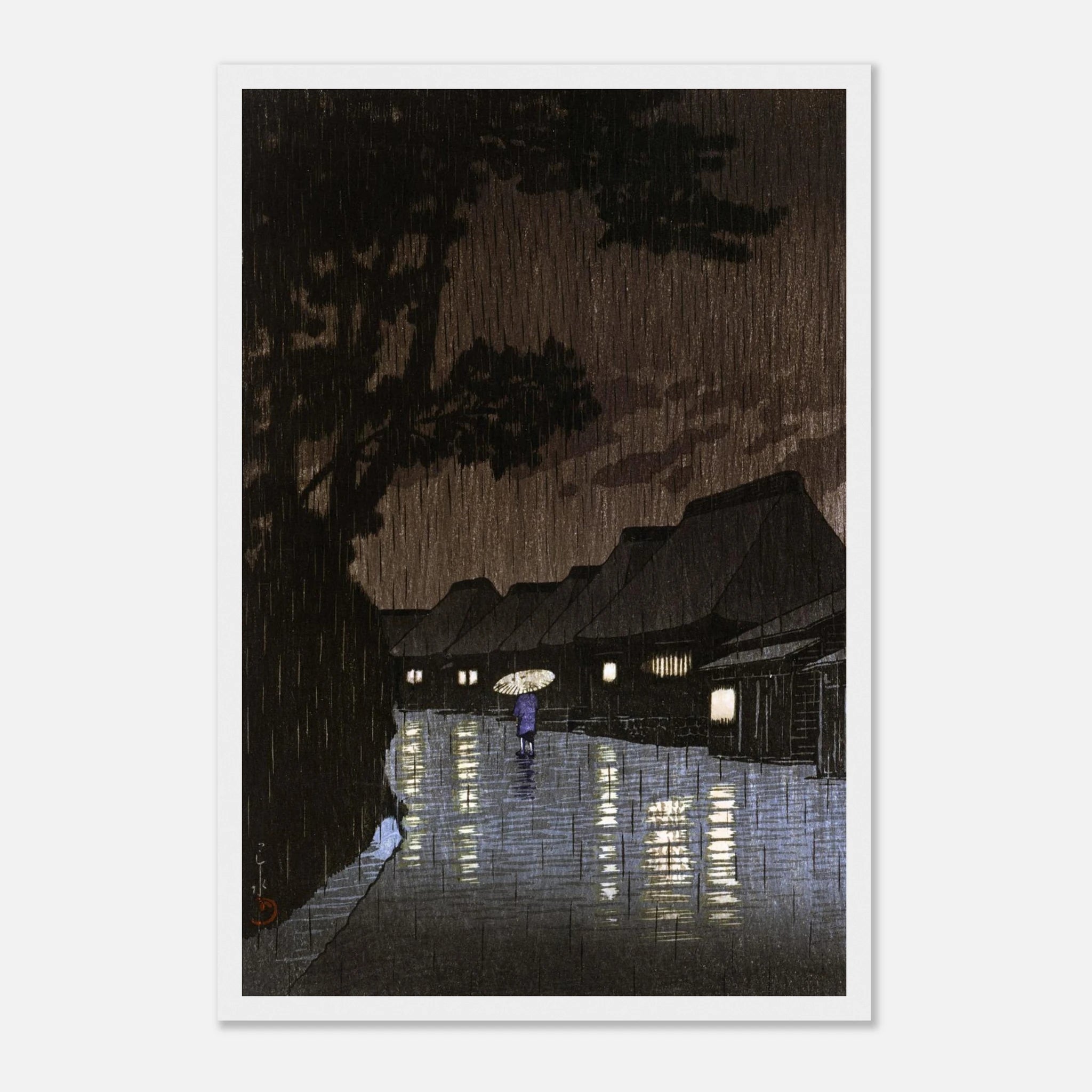 Rain at Maekawa in Sagami Province - Art Print Detail 8
