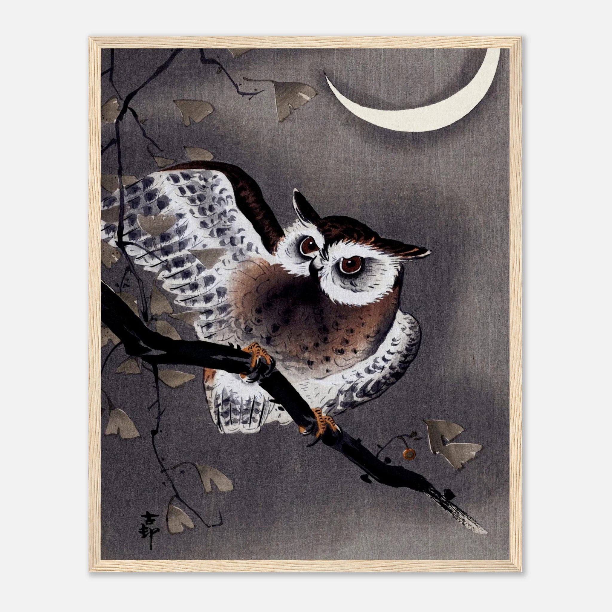 Long-Eared Owl in Ginkgo - Art Print Detail 17