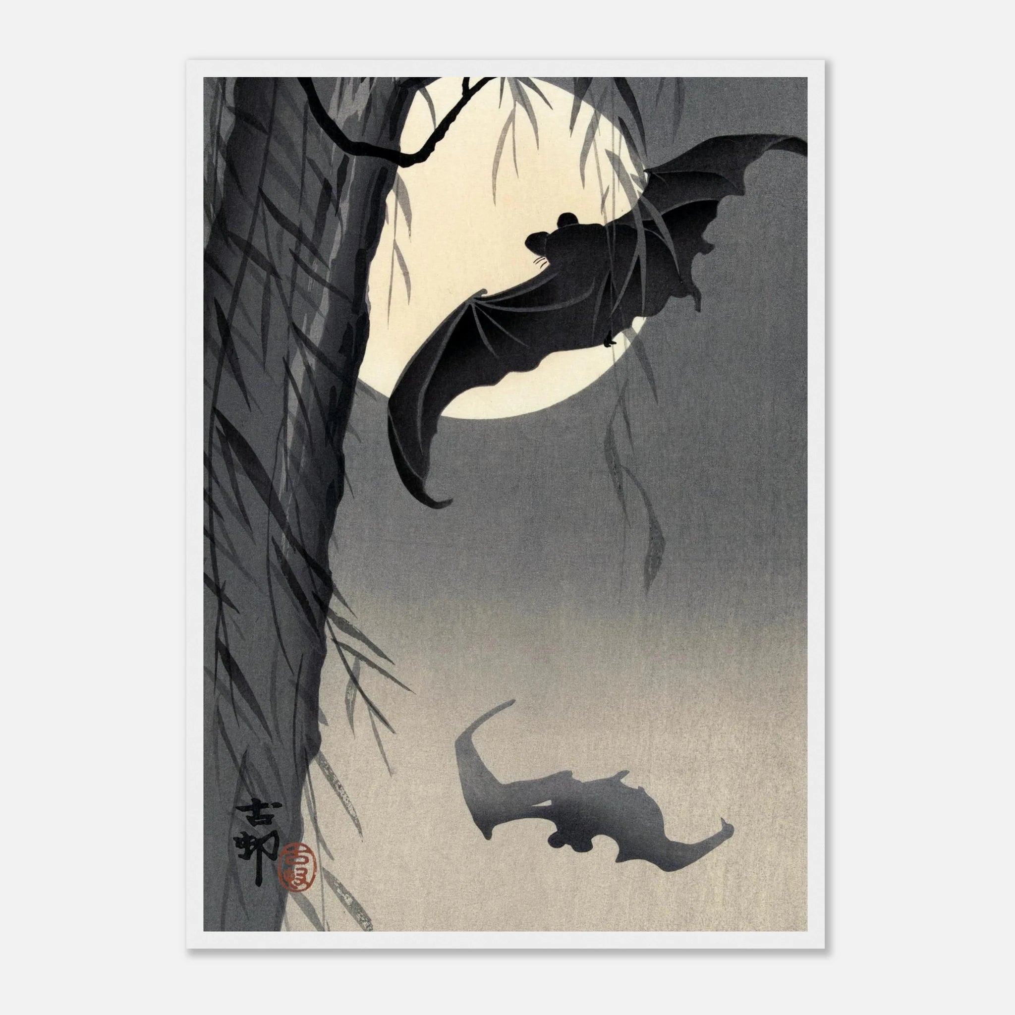 Two Bats at Full Moon - Art Print Detail 14