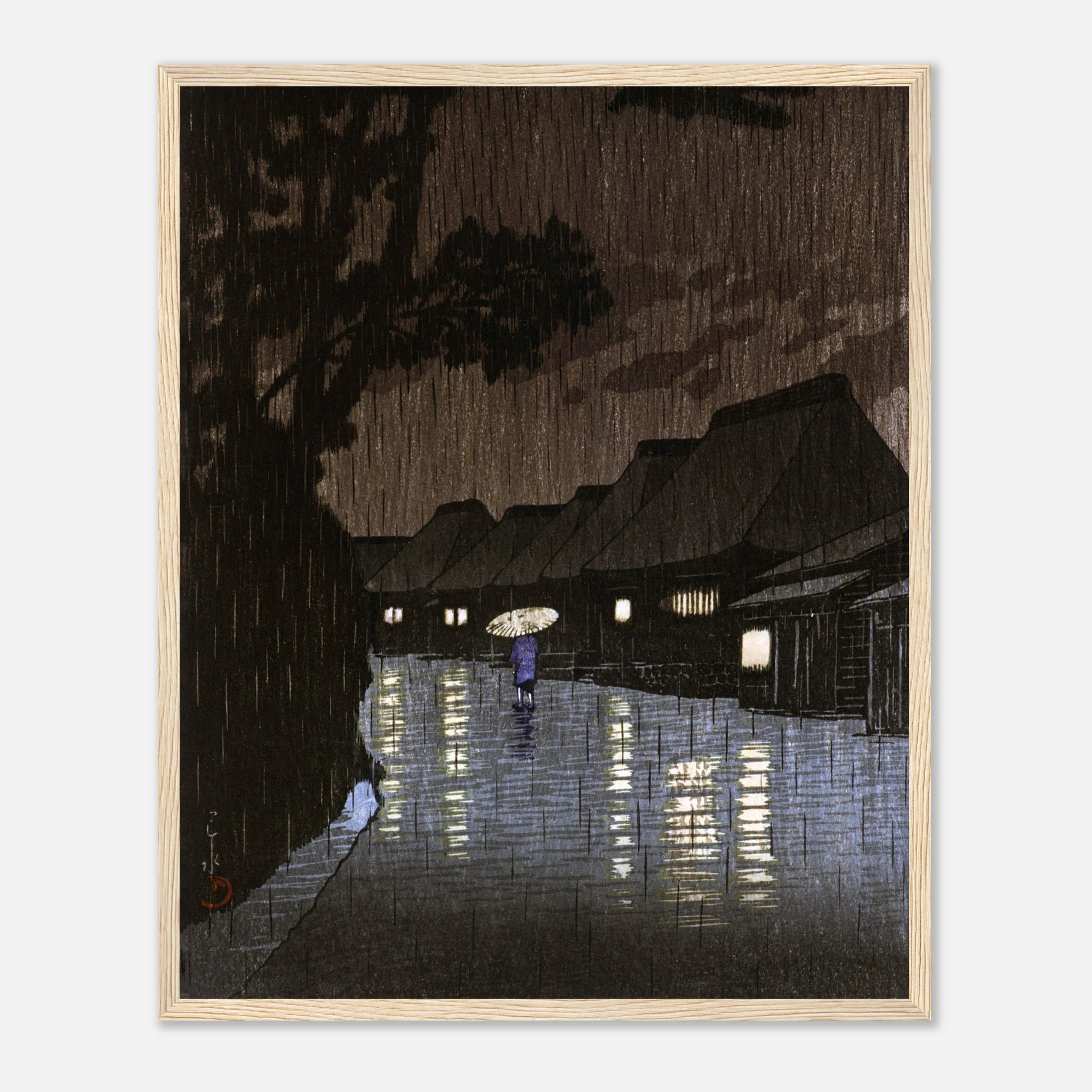 Rain at Maekawa in Sagami Province - Art Print Detail 7