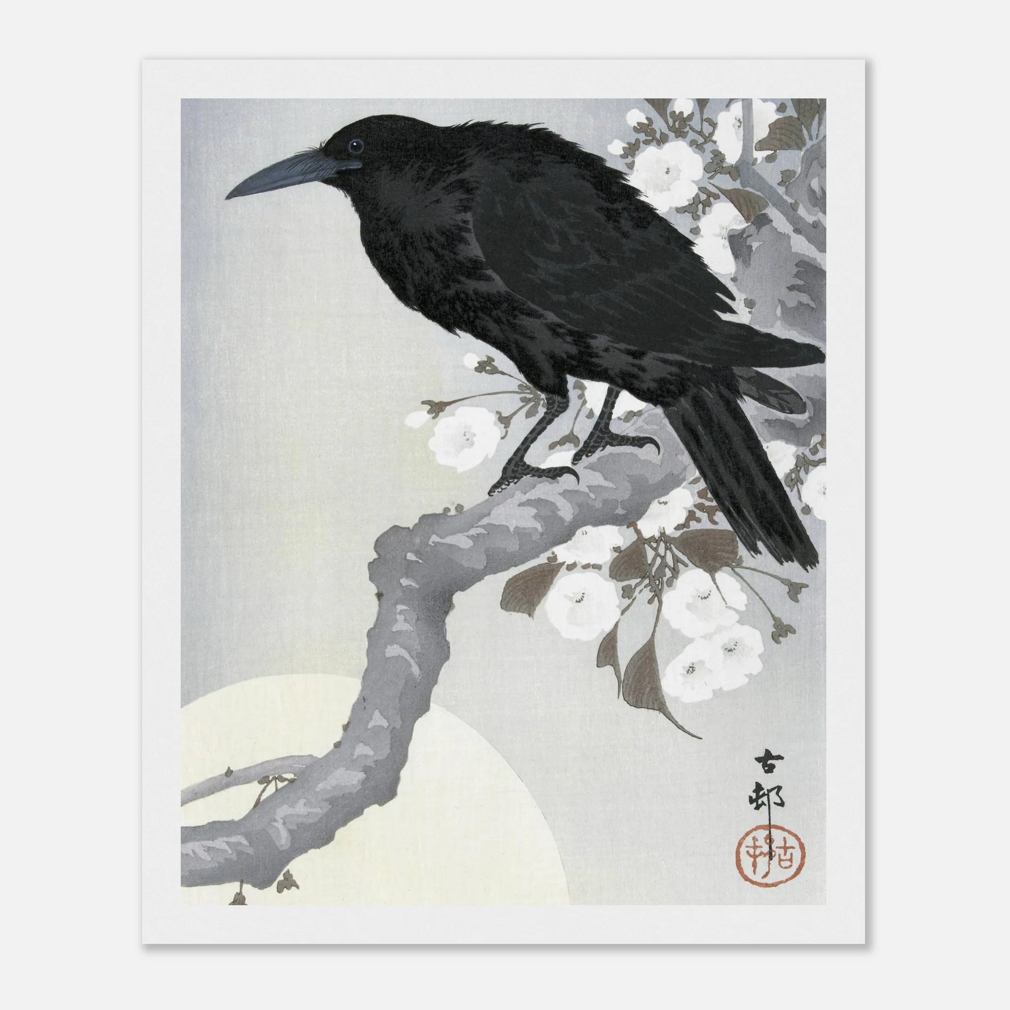 Crow at Full Moon - Japanese Art Print