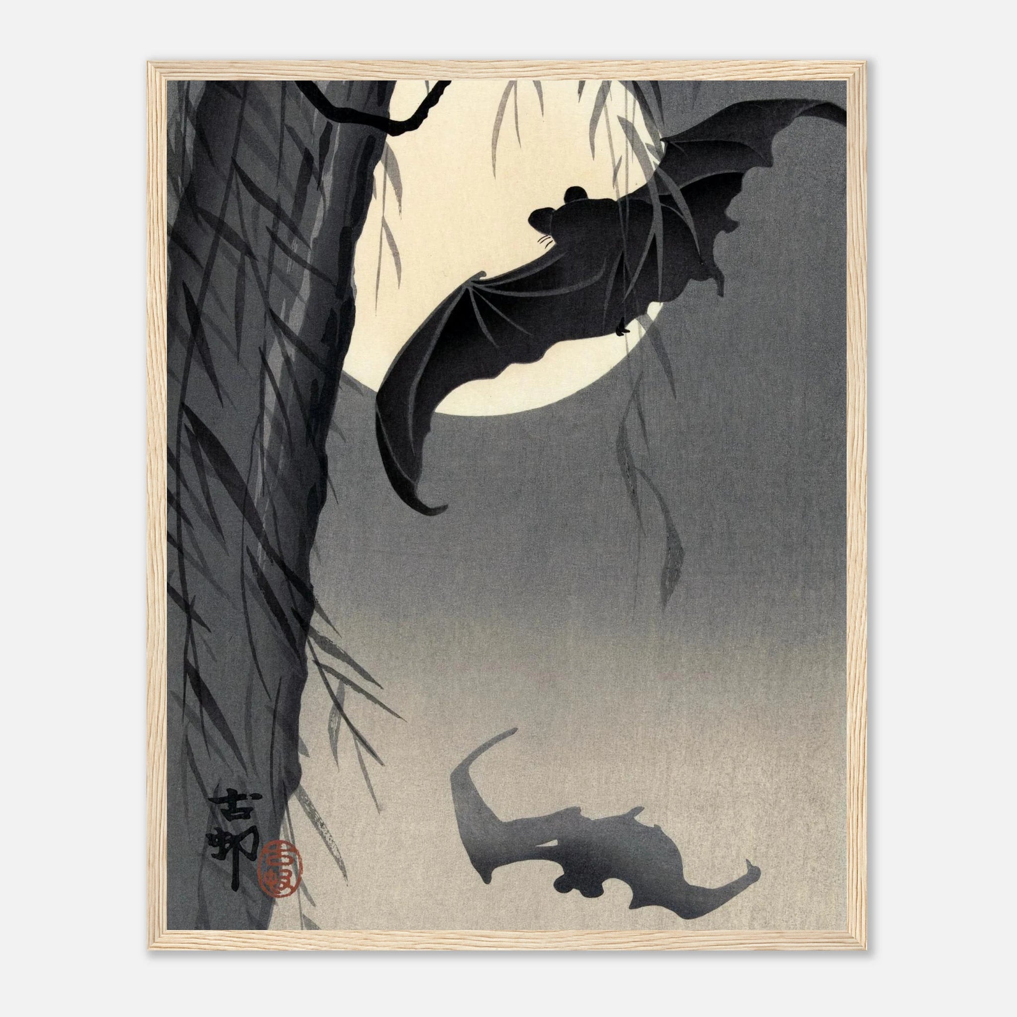 Two Bats at Full Moon - Art Print Detail 8