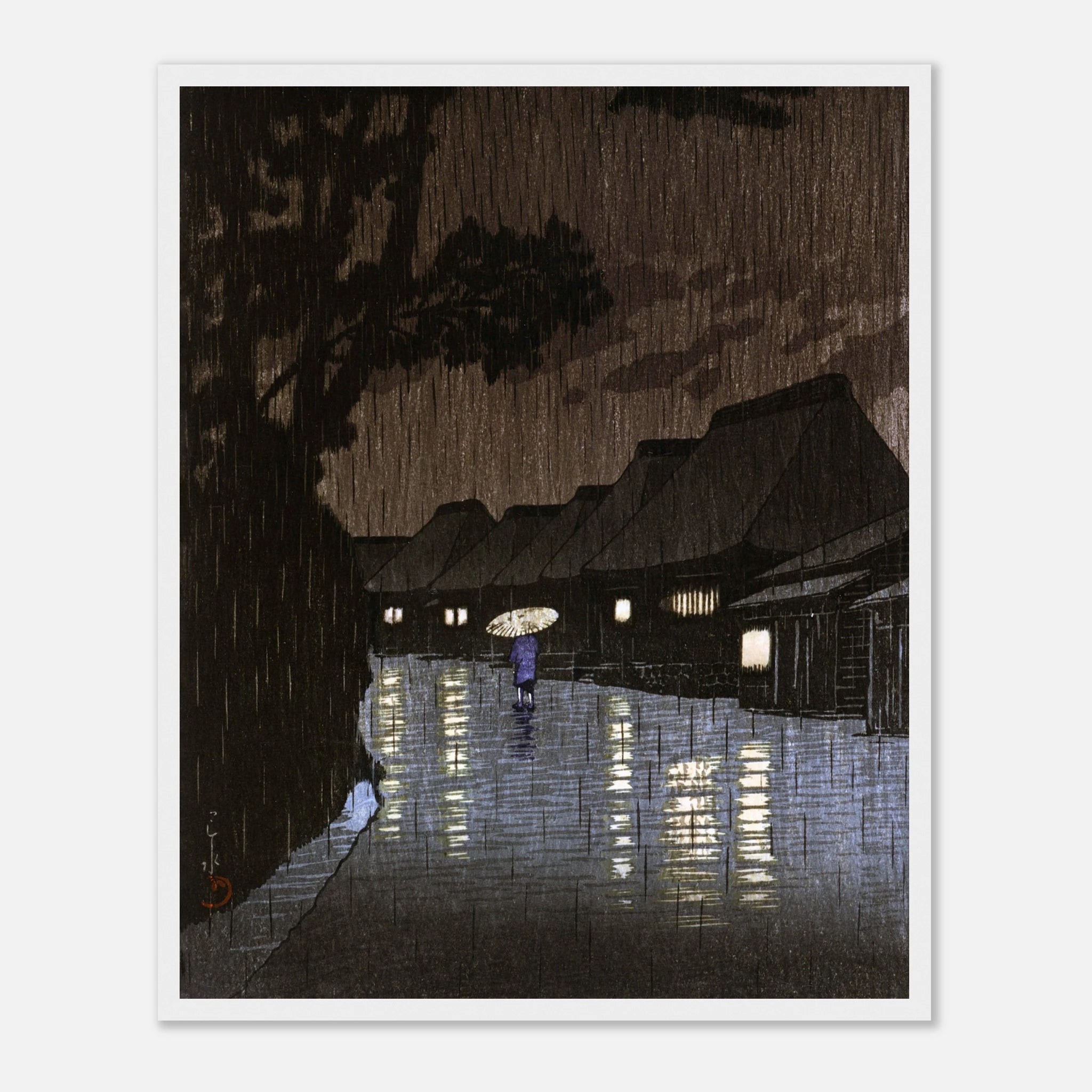 Rain at Maekawa in Sagami Province - Art Print Detail 12