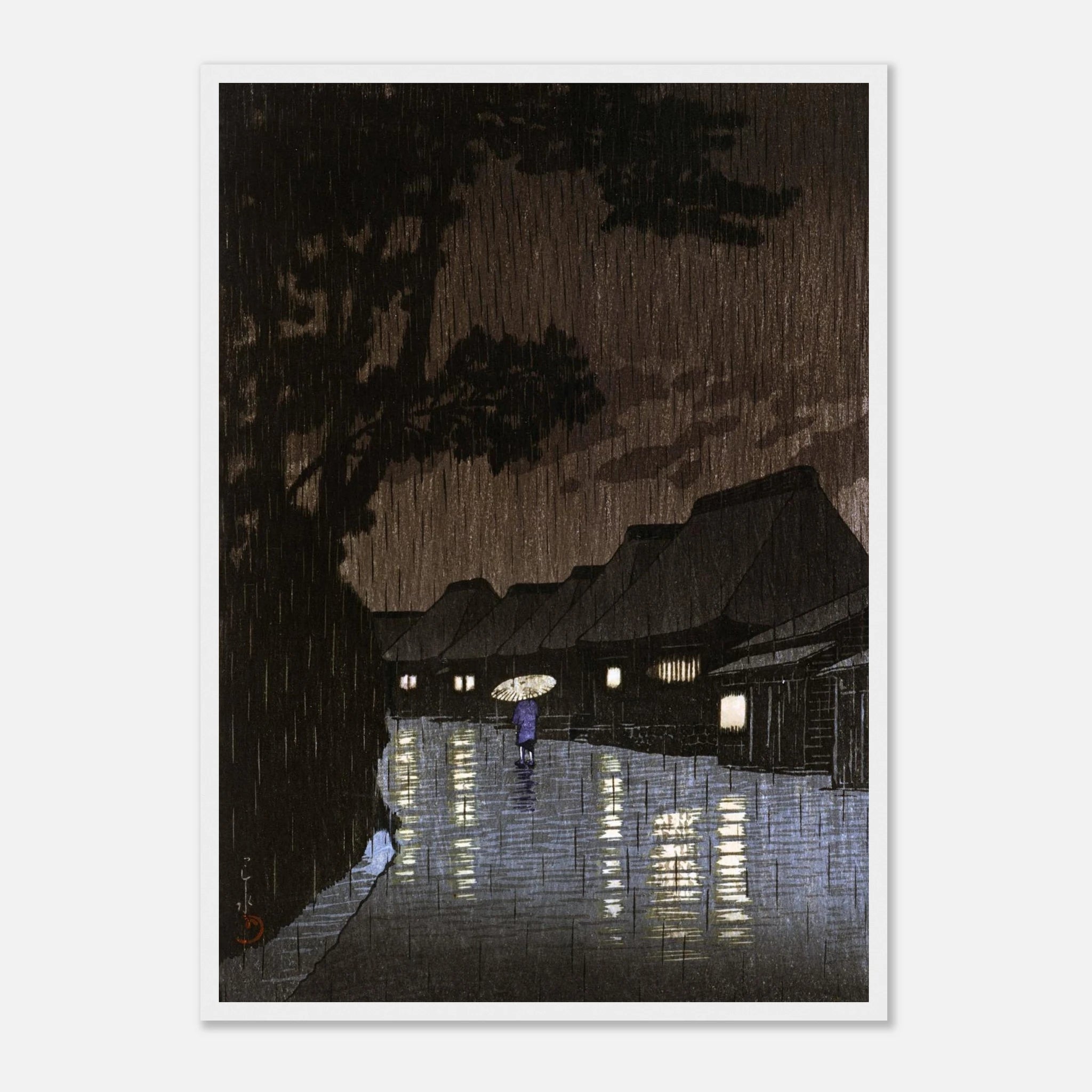 Rain at Maekawa in Sagami Province - Art Print Detail 10