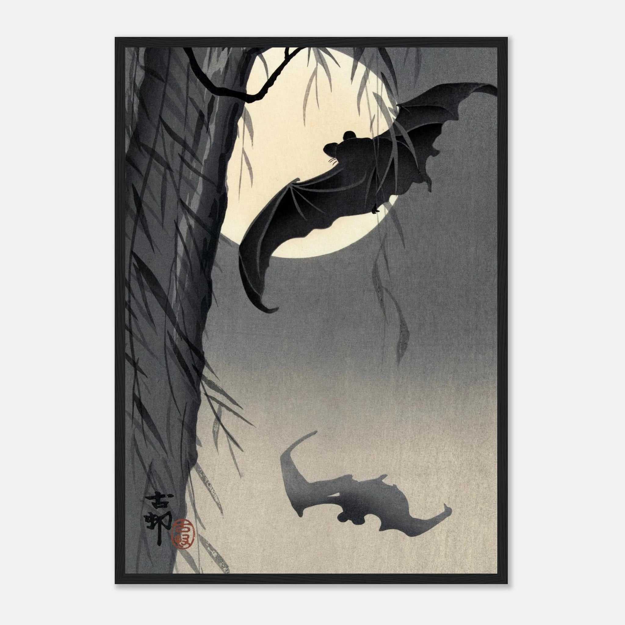 Two Bats at Full Moon - Art Print Detail 6