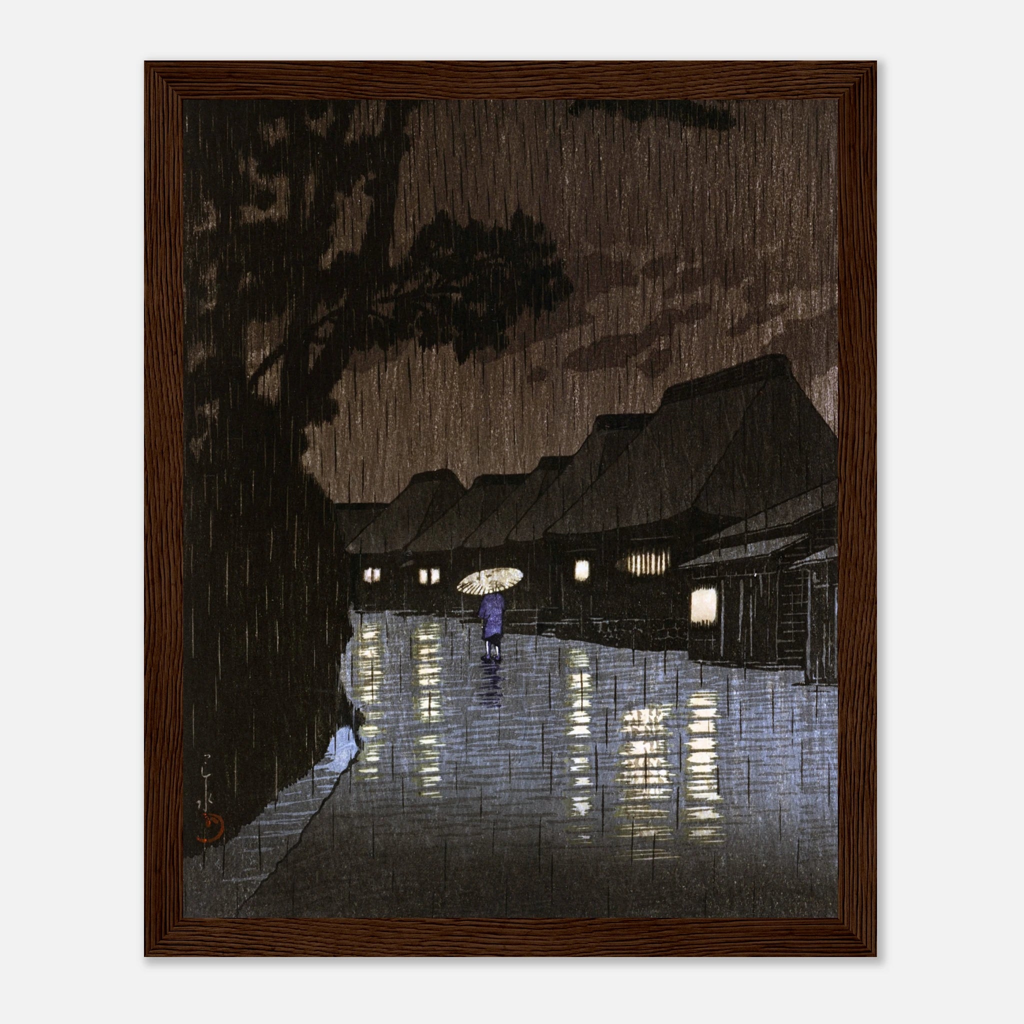 Rain at Maekawa in Sagami Province - Art Print Detail 13