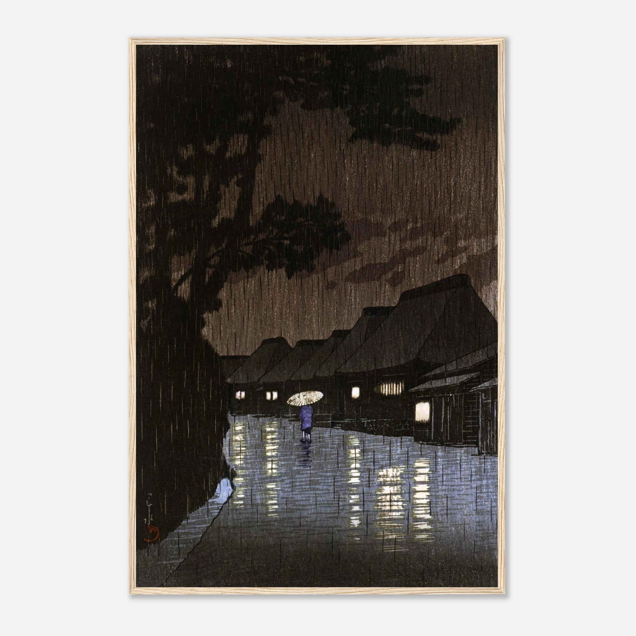 Rain at Maekawa in Sagami Province - Art Print Detail 2