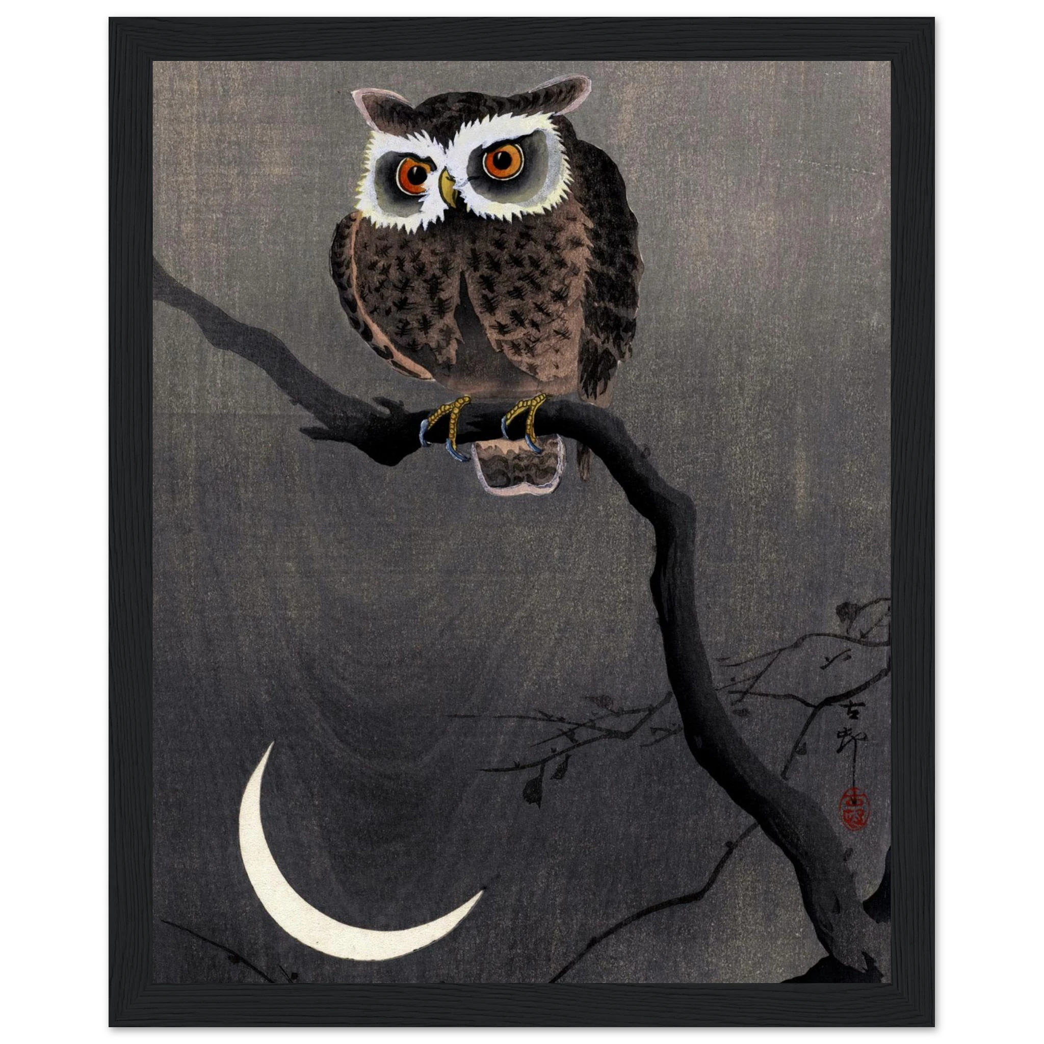 Long-eared Owl on Bare Tree Branch - Art Print Detail 8