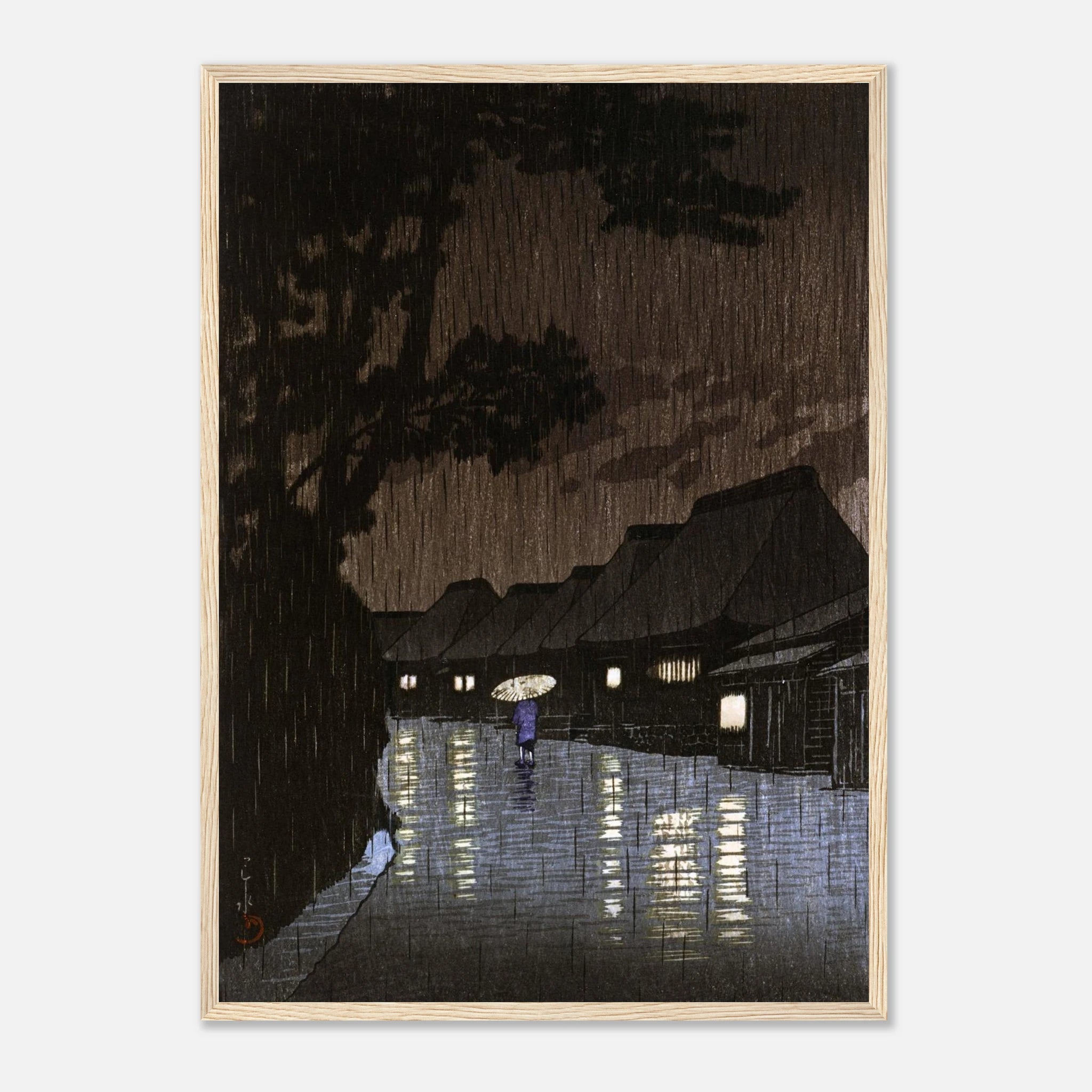 Rain at Maekawa in Sagami Province - Art Print Detail 9