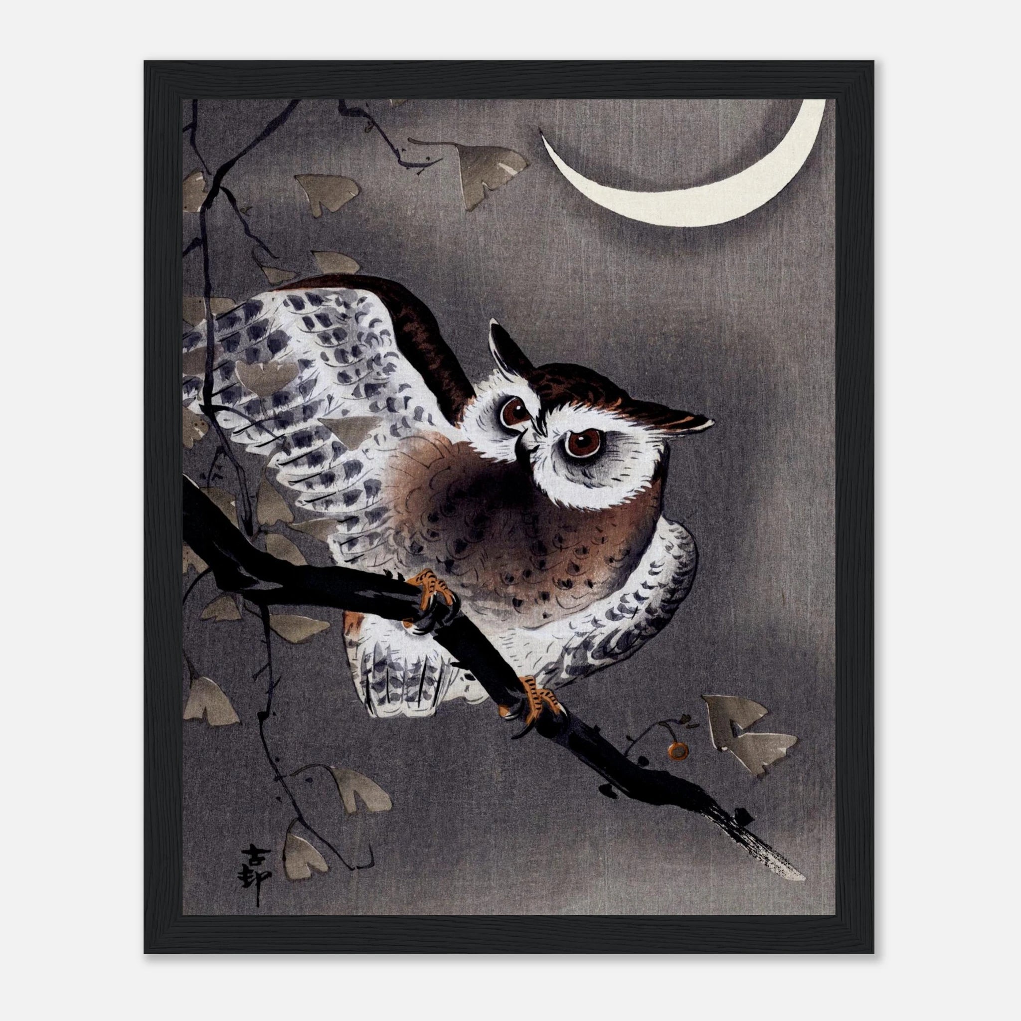 Long-Eared Owl in Ginkgo - Art Print Detail 11