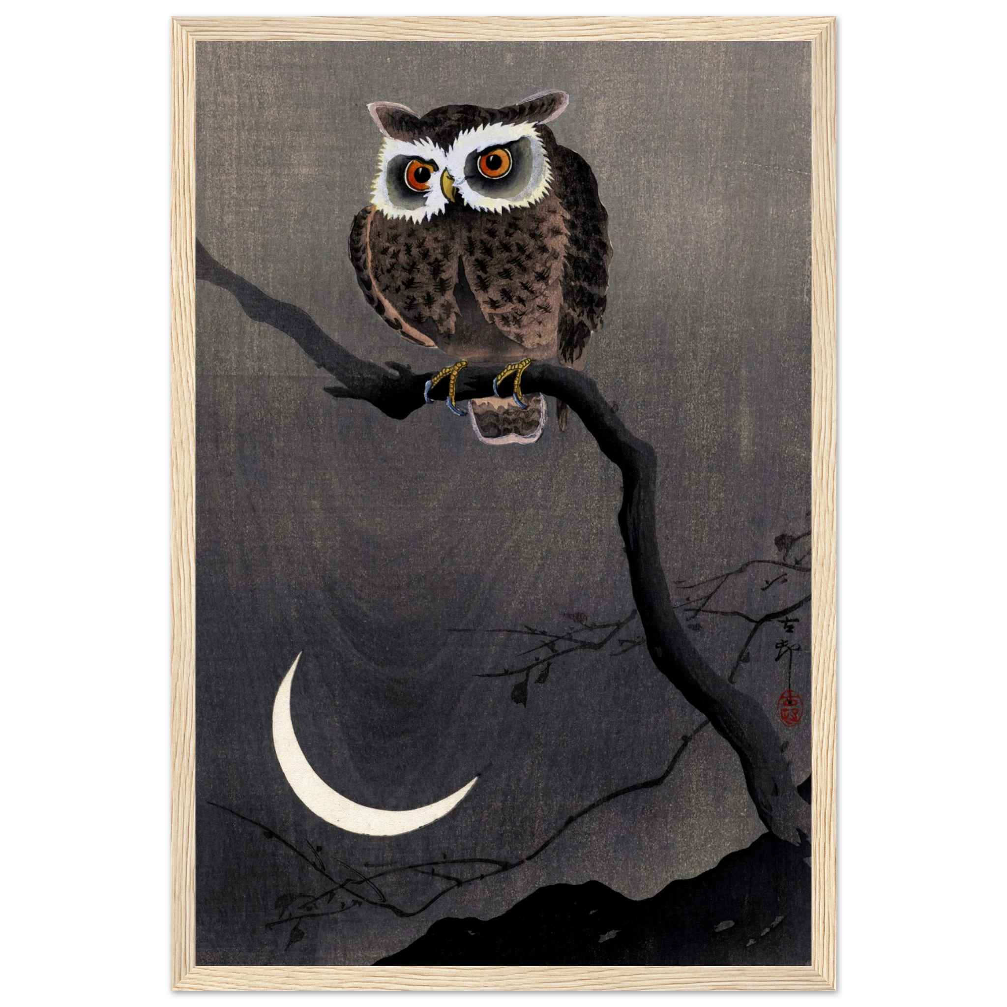 Long-eared Owl on Bare Tree Branch - Art Print Detail 19