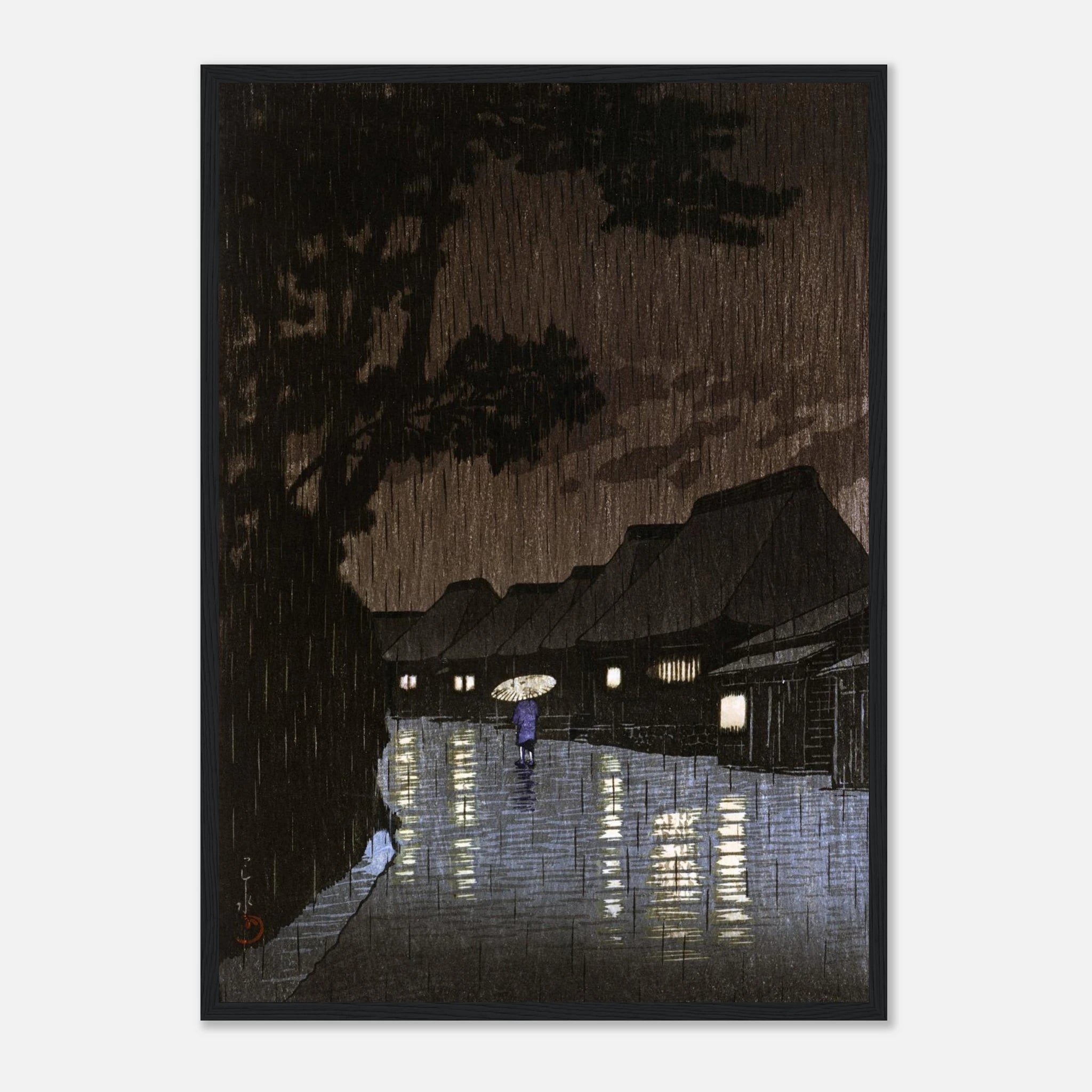 Rain at Maekawa in Sagami Province - Art Print Detail 3