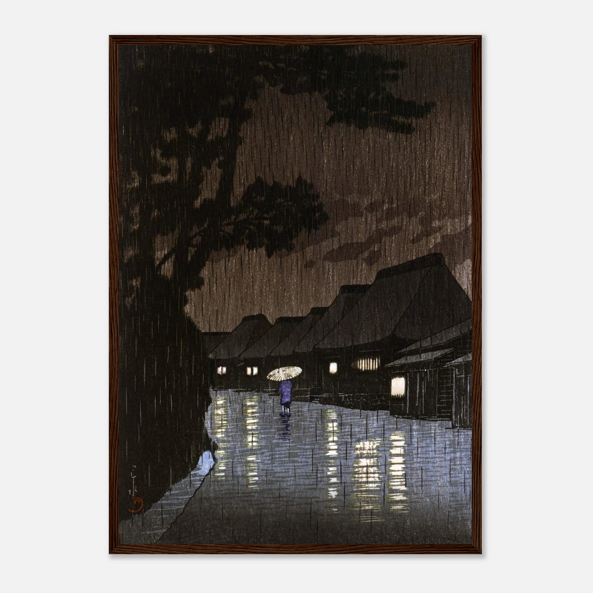 Rain at Maekawa in Sagami Province - Art Print Detail 6