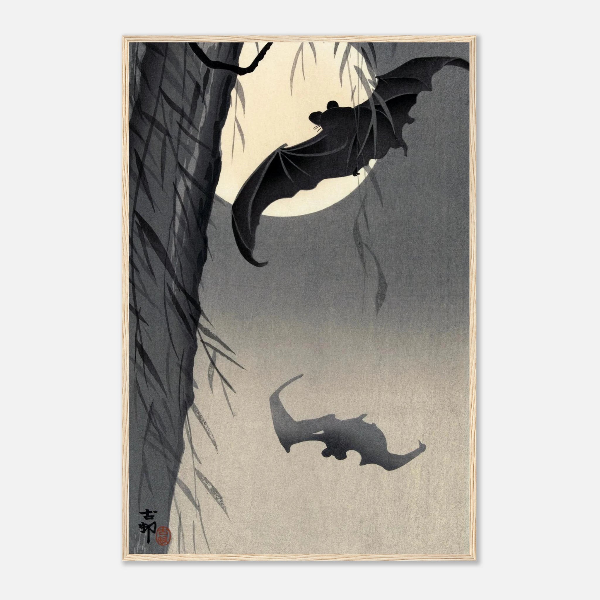 Two Bats at Full Moon - Art Print Detail 10