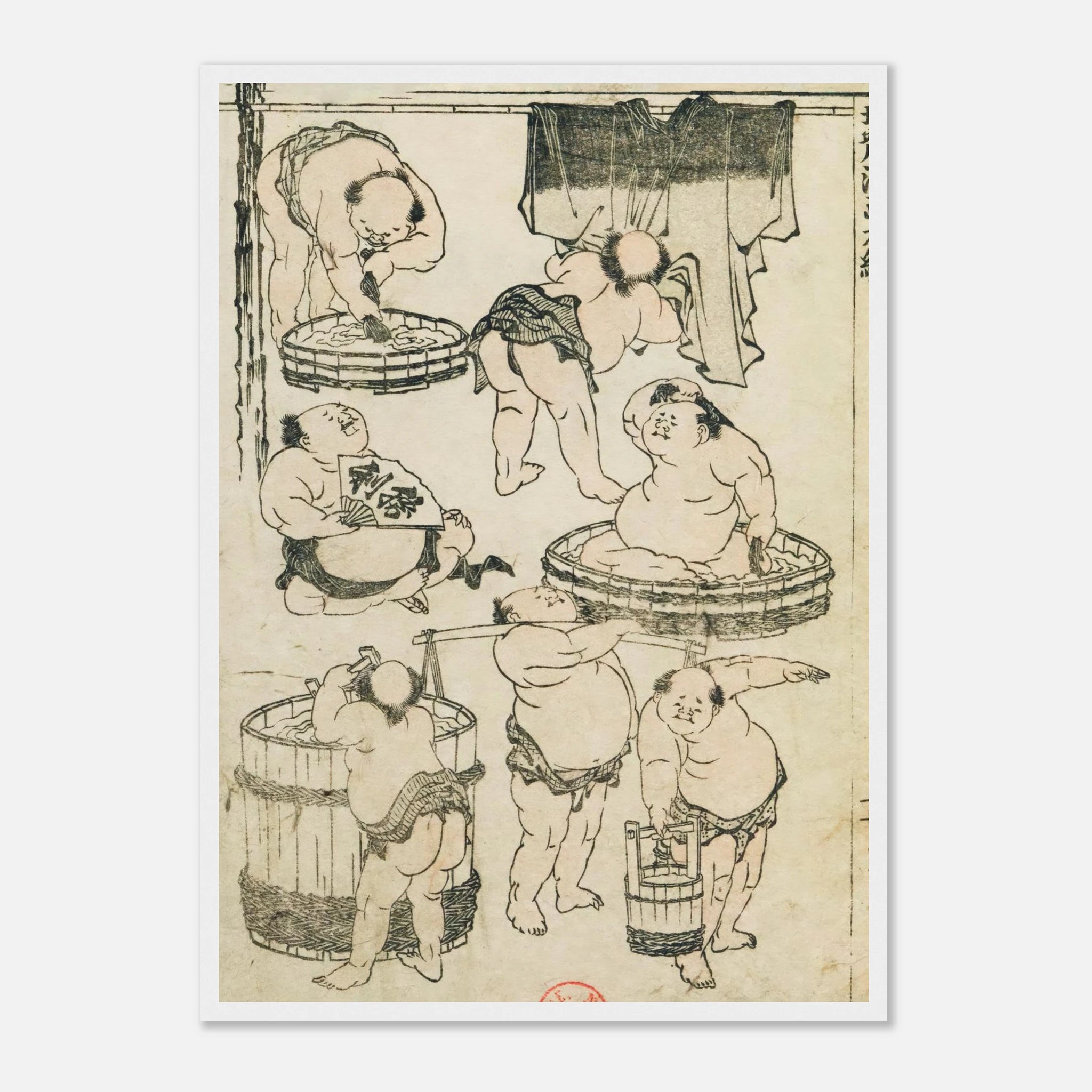 Workers (Hokusai Manga) - Art Print Detail 7