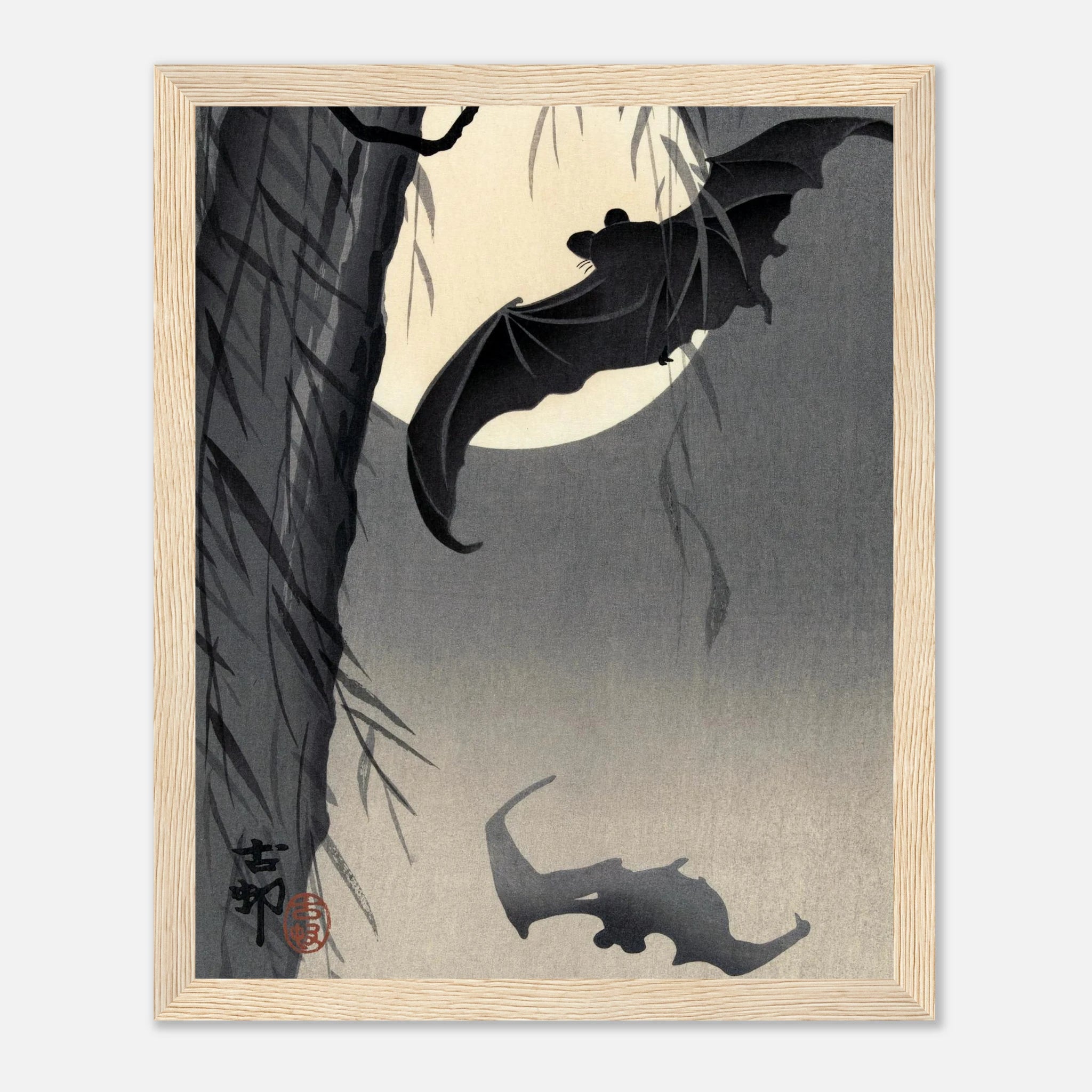 Two Bats at Full Moon - Art Print Detail 7