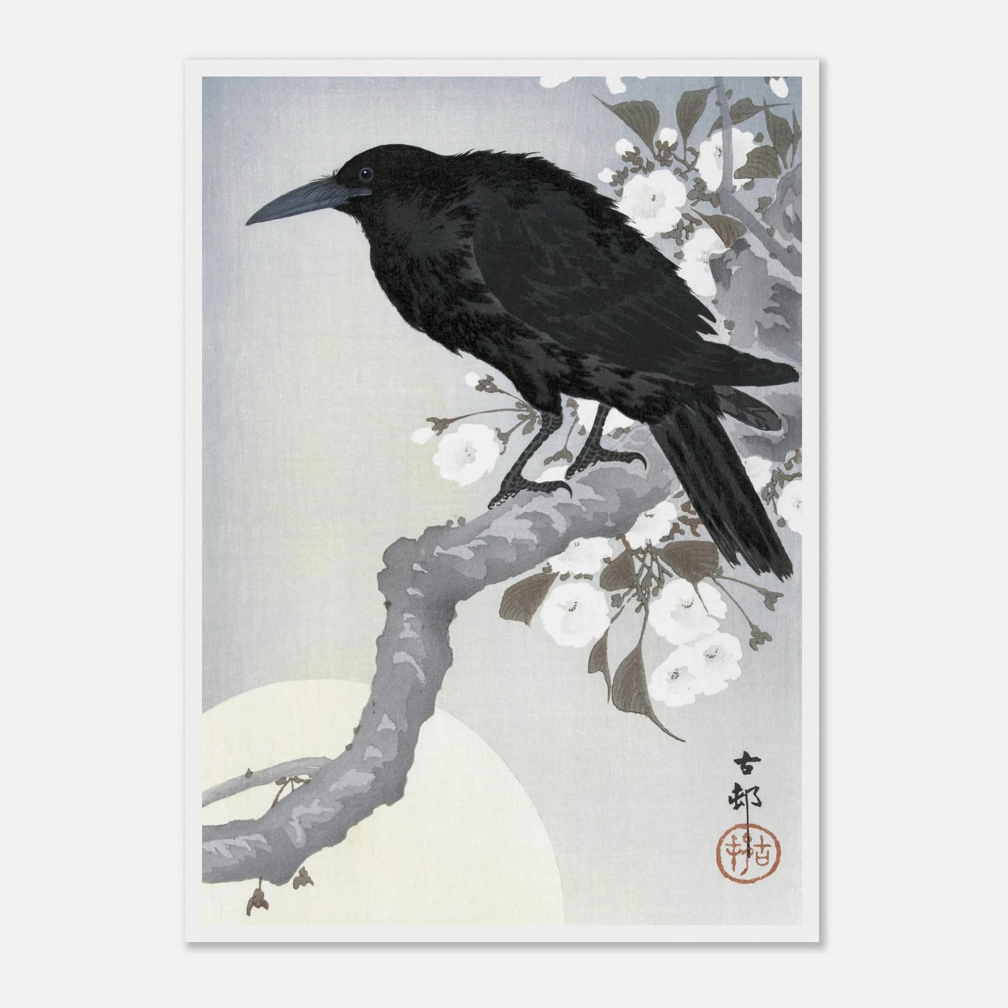 Crow at Full Moon - Art Print Detail 14