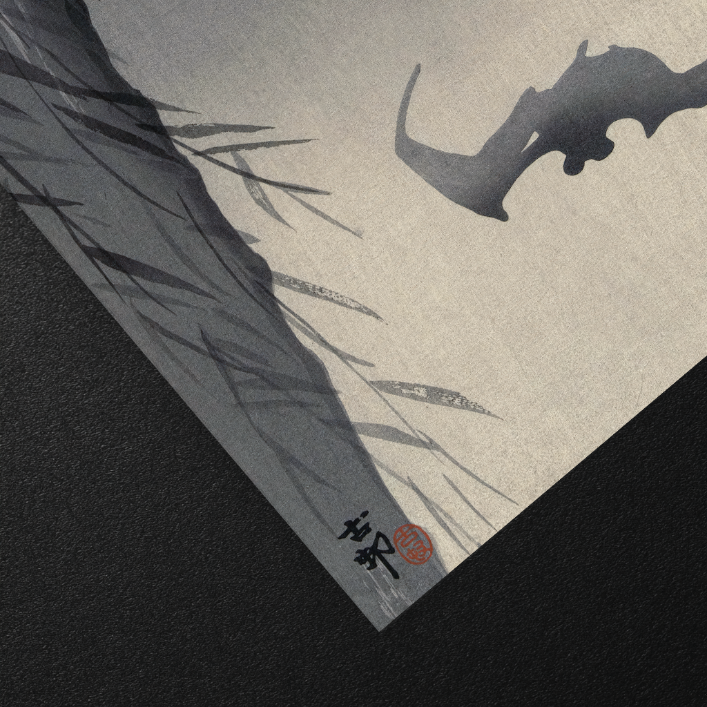 Two Bats at Full Moon - Art Print Detail 2