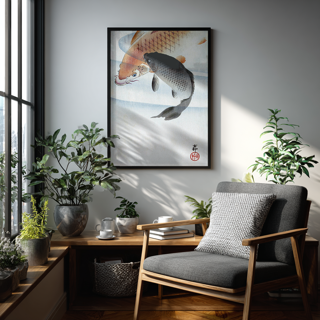 Two Koi Carps - Art Print Detail 3
