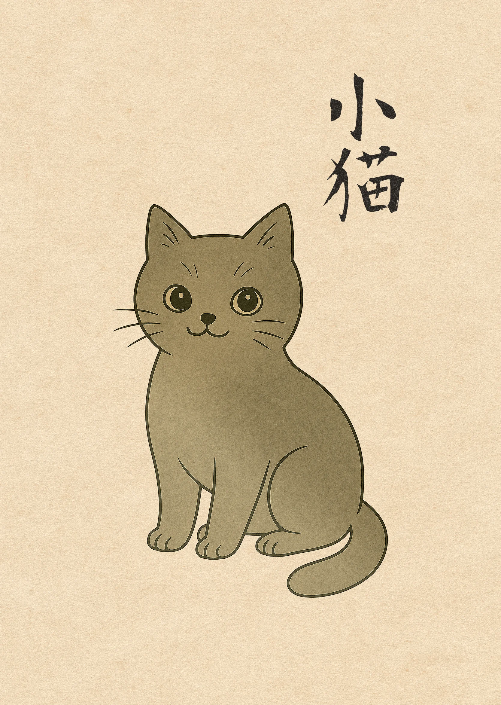小猫 (Little Kitten) - Japanese Art Print