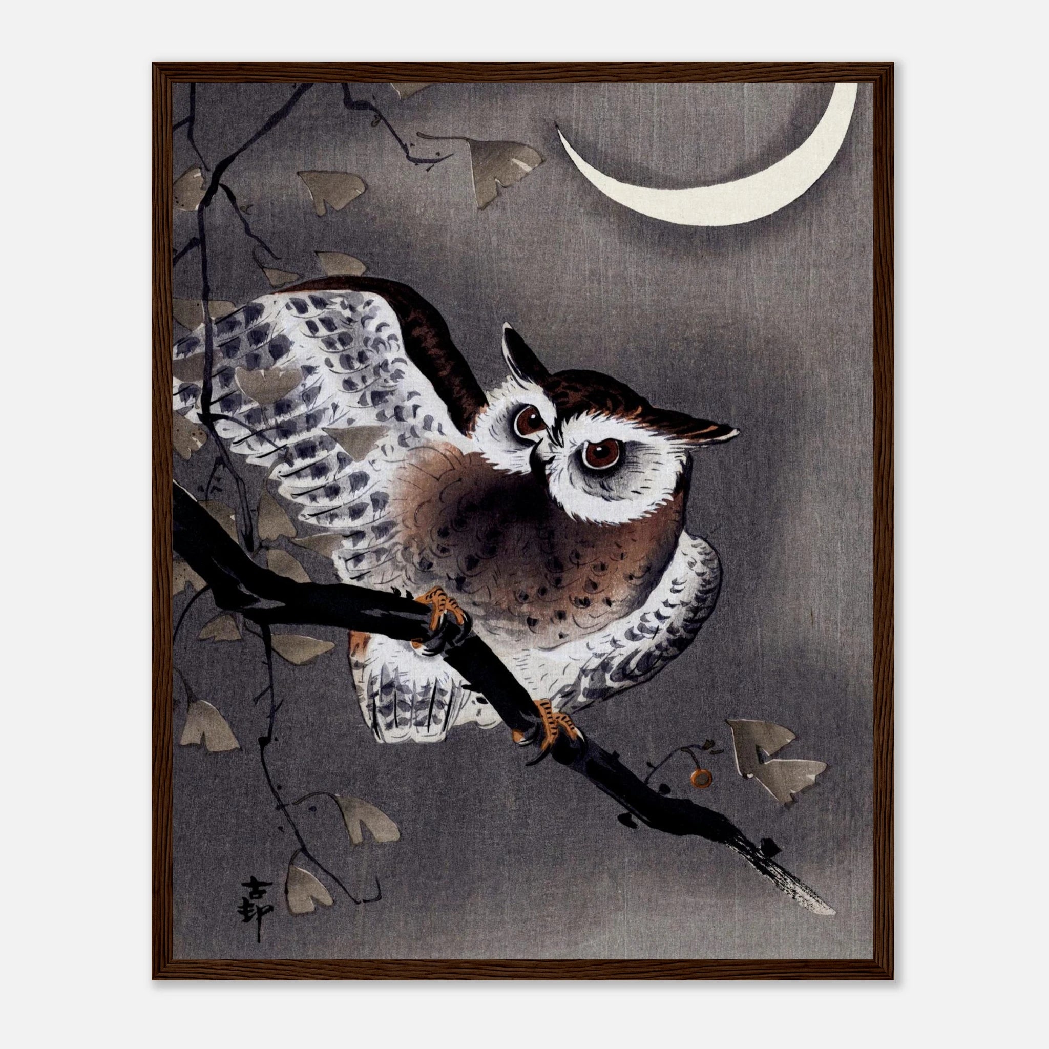 Long-Eared Owl in Ginkgo - Art Print Detail 13