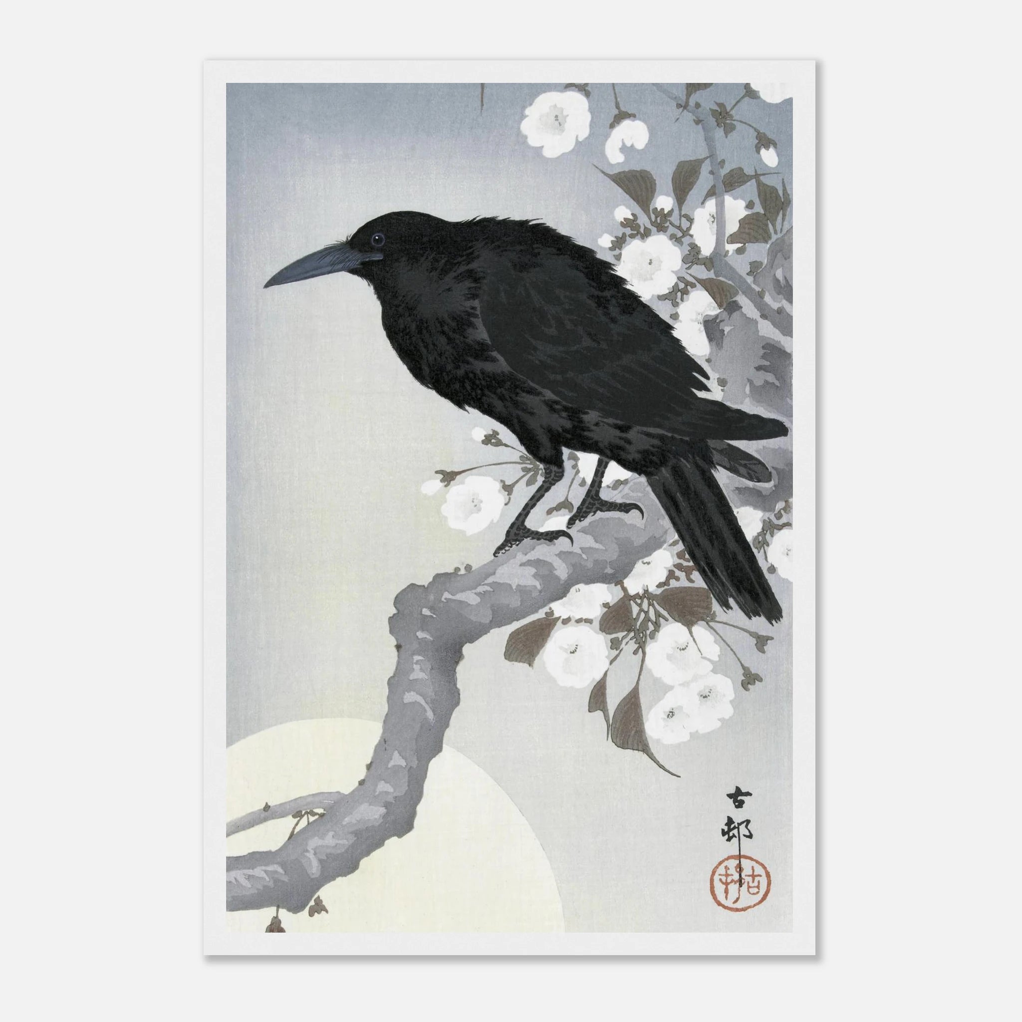 Crow at Full Moon - Art Print Detail 2