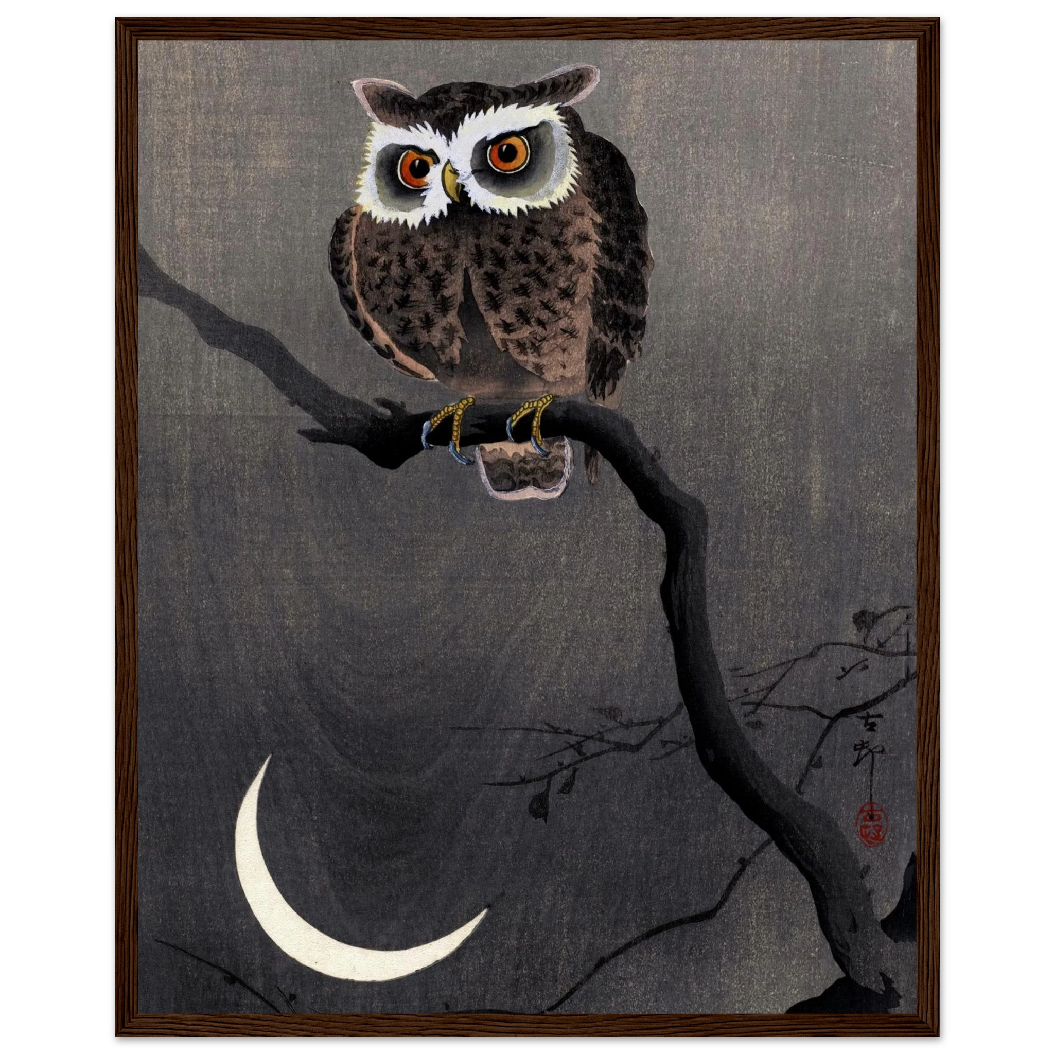 Long-eared Owl on Bare Tree Branch - Art Print Detail 10
