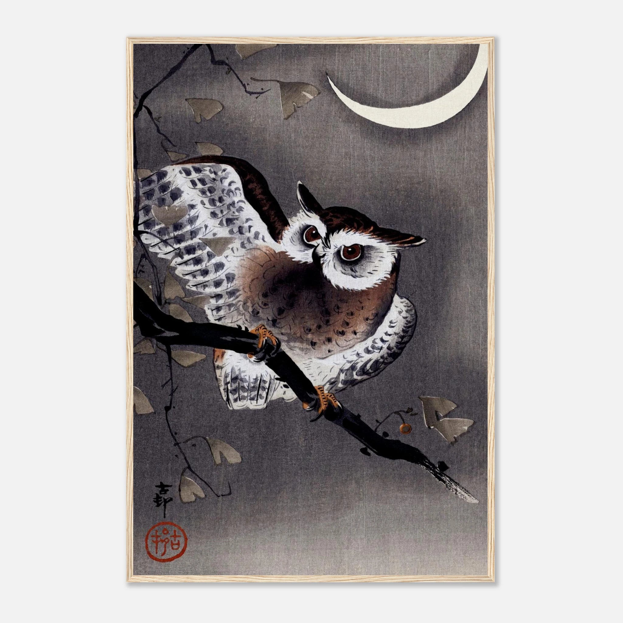 Long-Eared Owl in Ginkgo - Art Print Detail 19