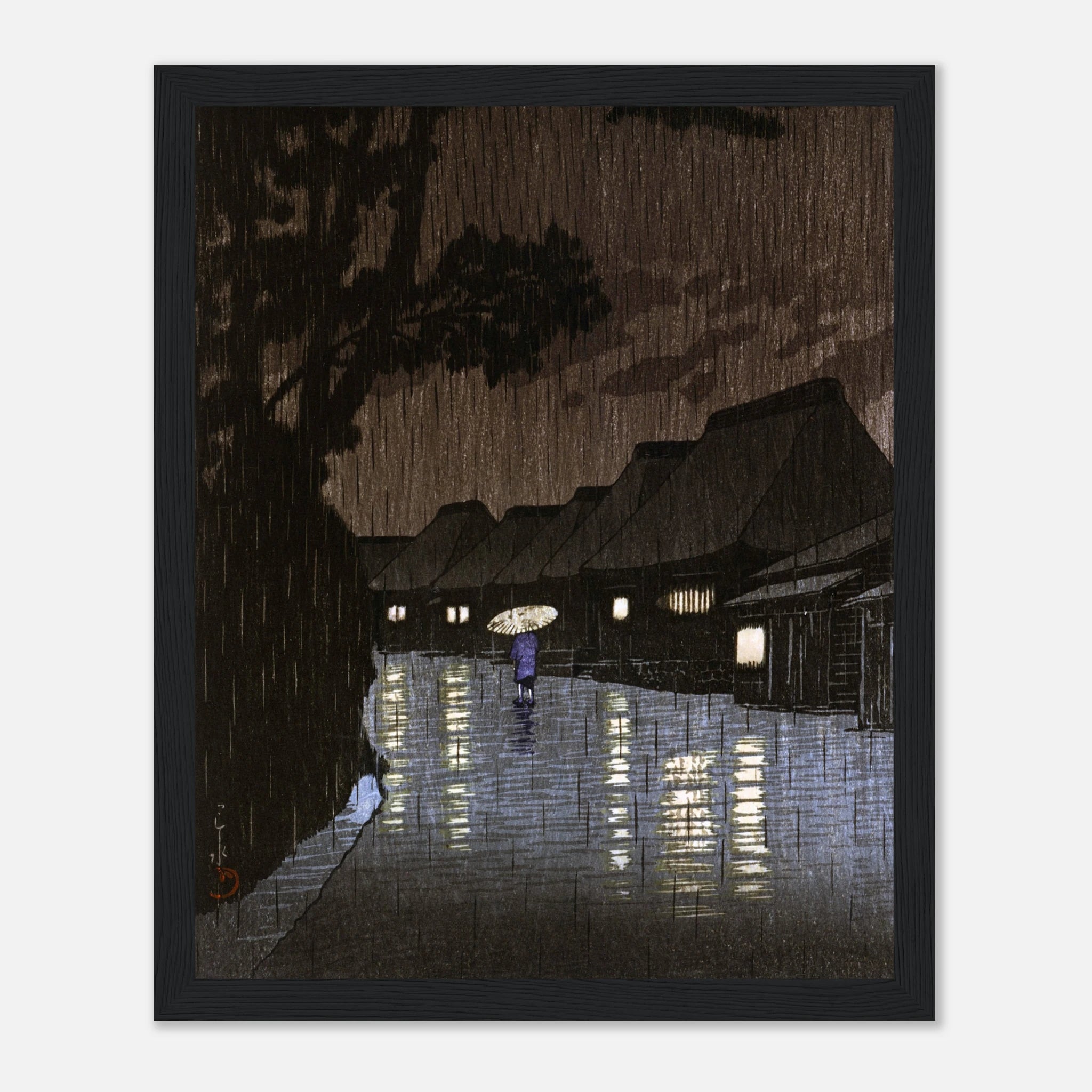 Rain at Maekawa in Sagami Province - Art Print Detail 16