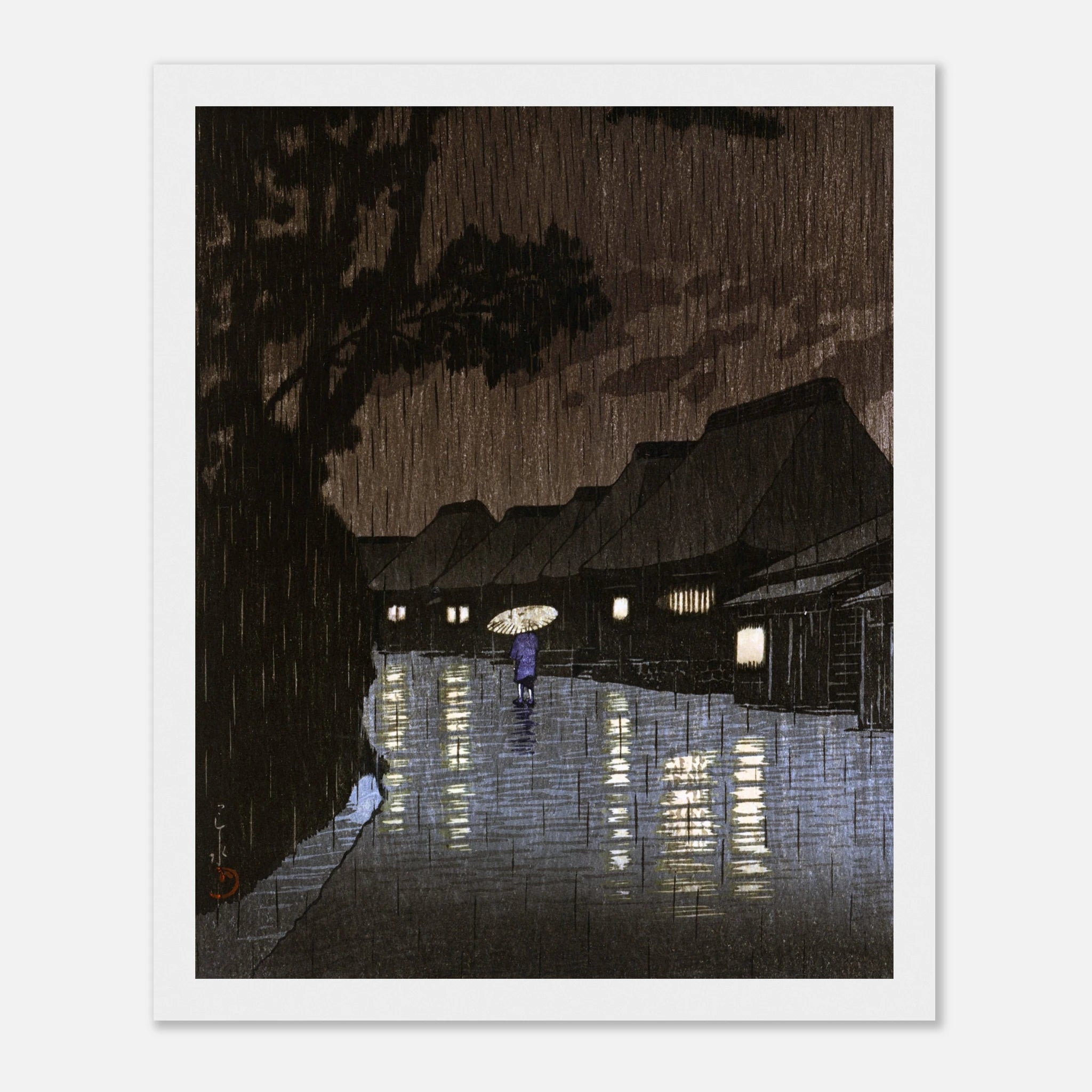 Rain at Maekawa in Sagami Province - Japanese Art Print