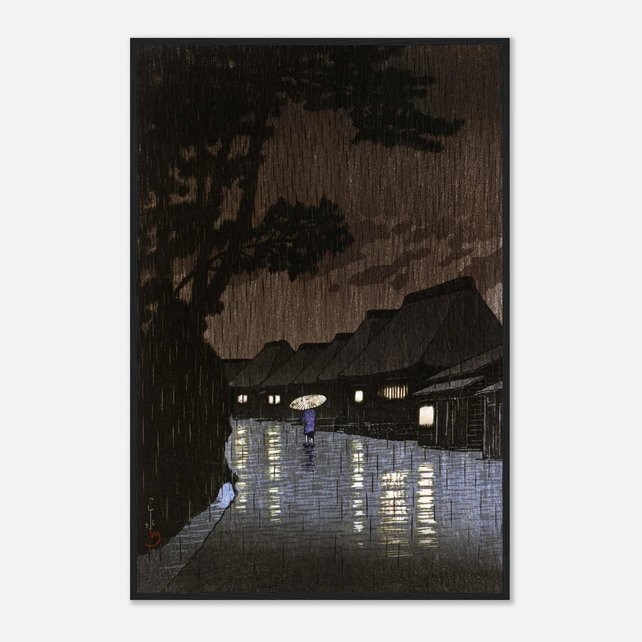 Rain at Maekawa in Sagami Province - Art Print Detail 17