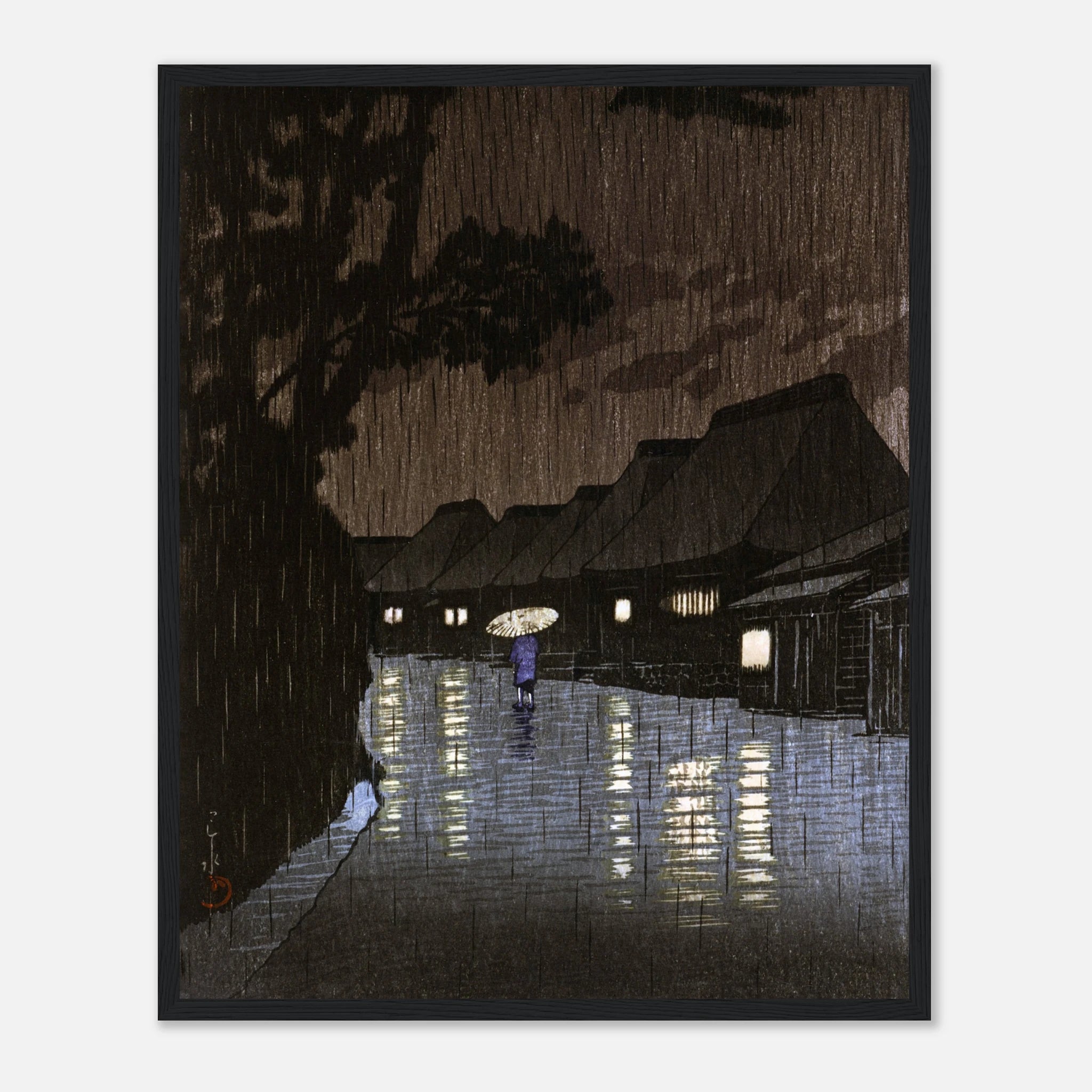 Rain at Maekawa in Sagami Province - Art Print Detail 5