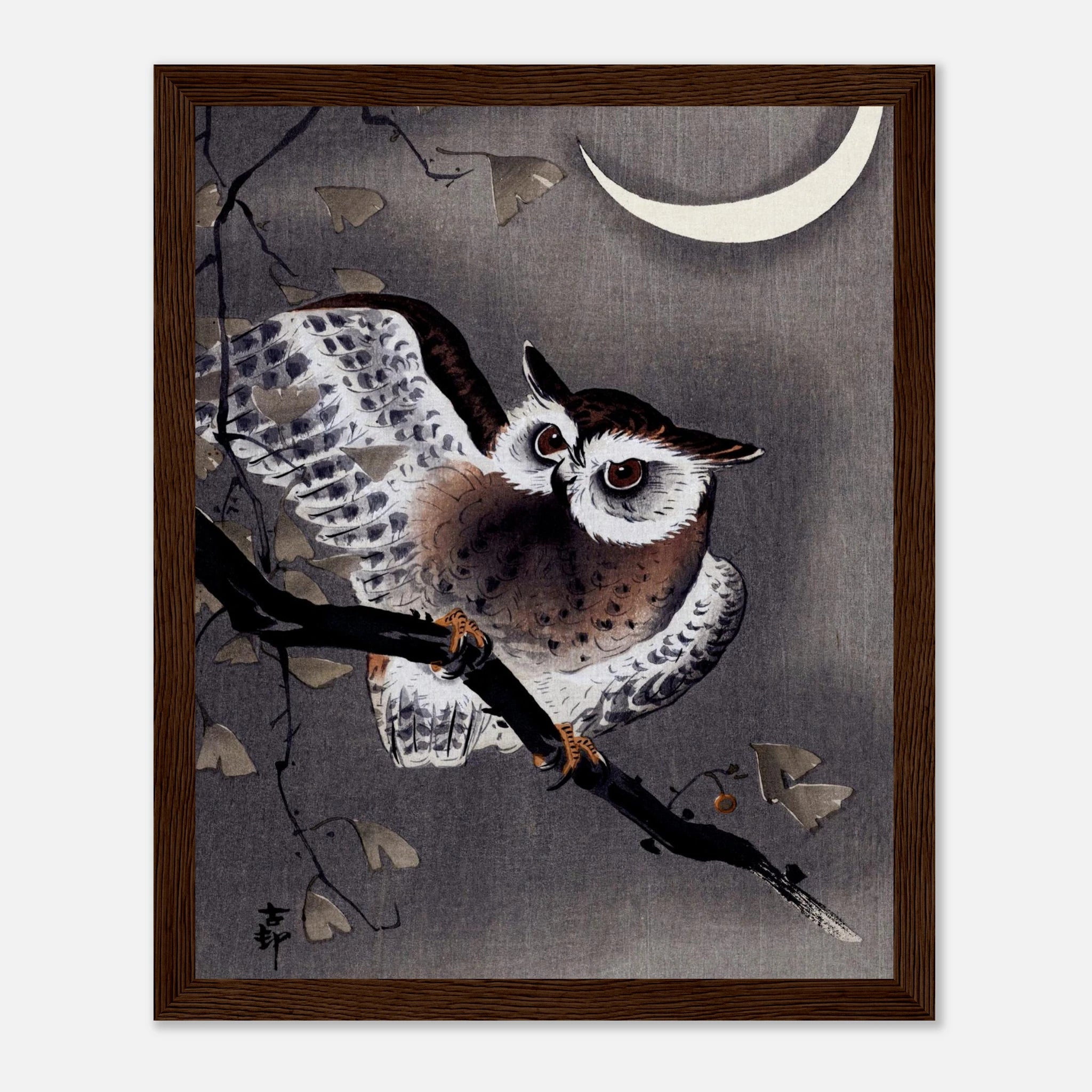 Long-Eared Owl in Ginkgo - Art Print Detail 16