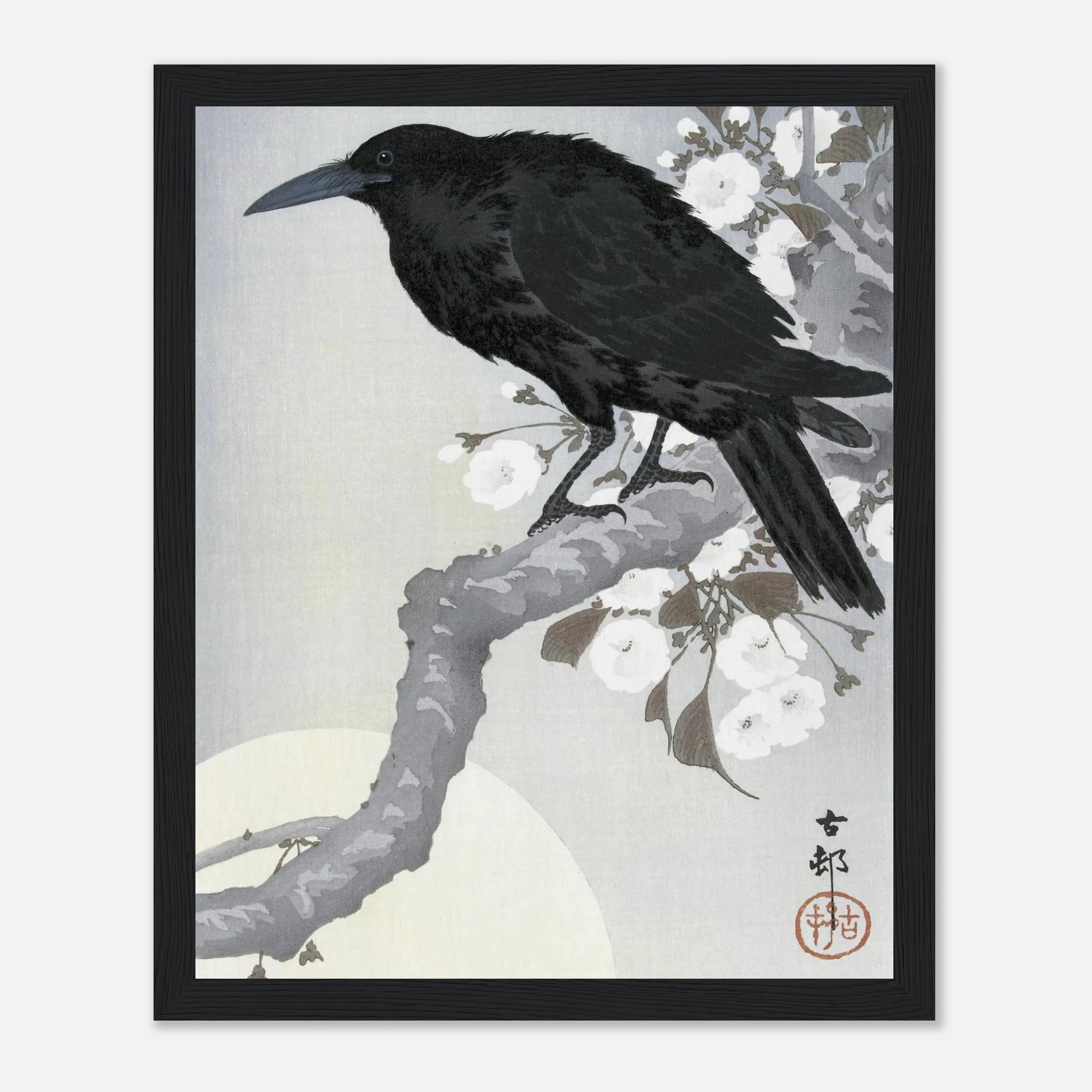 Crow at Full Moon - Art Print Detail 5